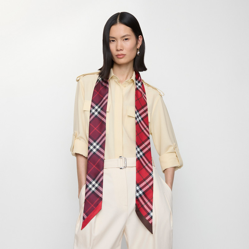 Burberry Skinny Contrast Check Silk Scarf outlook
