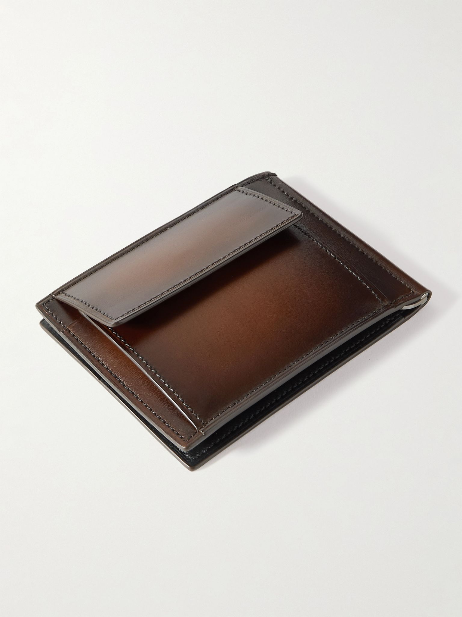 Figure Scritto Venezia Leather Bifold Wallet with Money Clip Brown - 2
