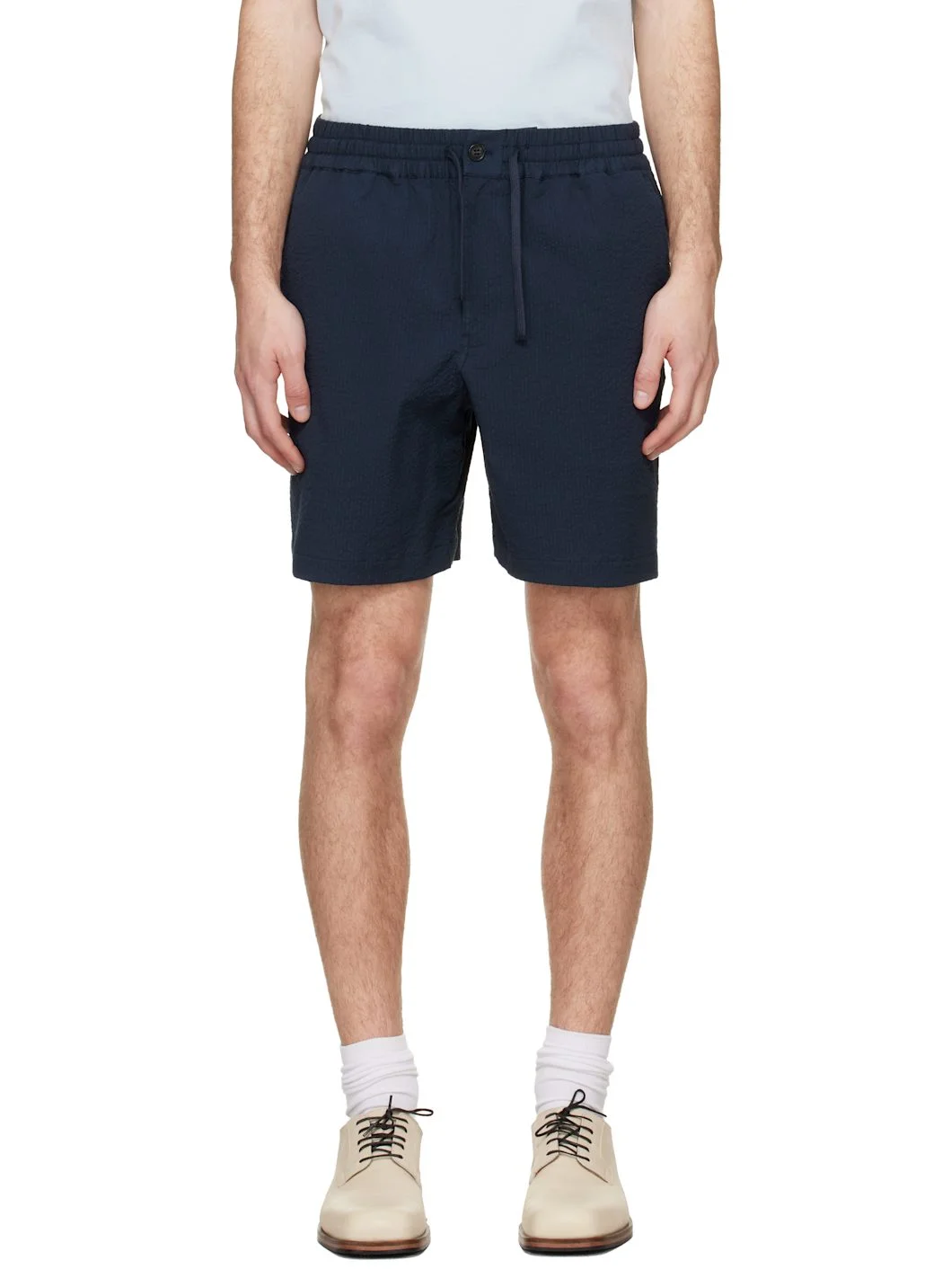Navy Elasticated Shorts - 1