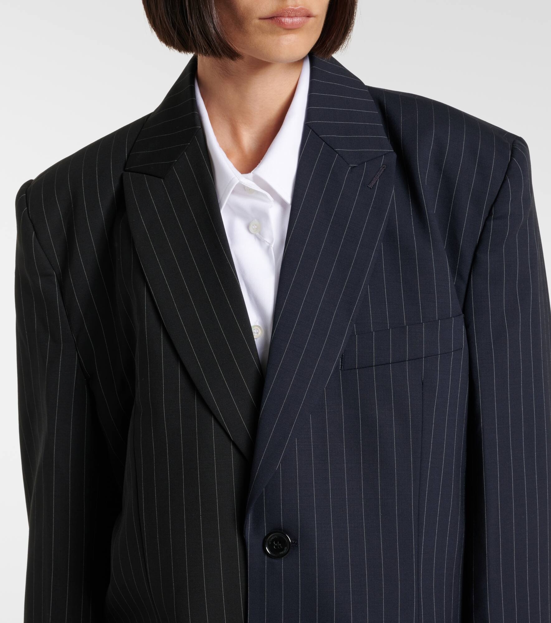 Pinstripe wool blazer - 5