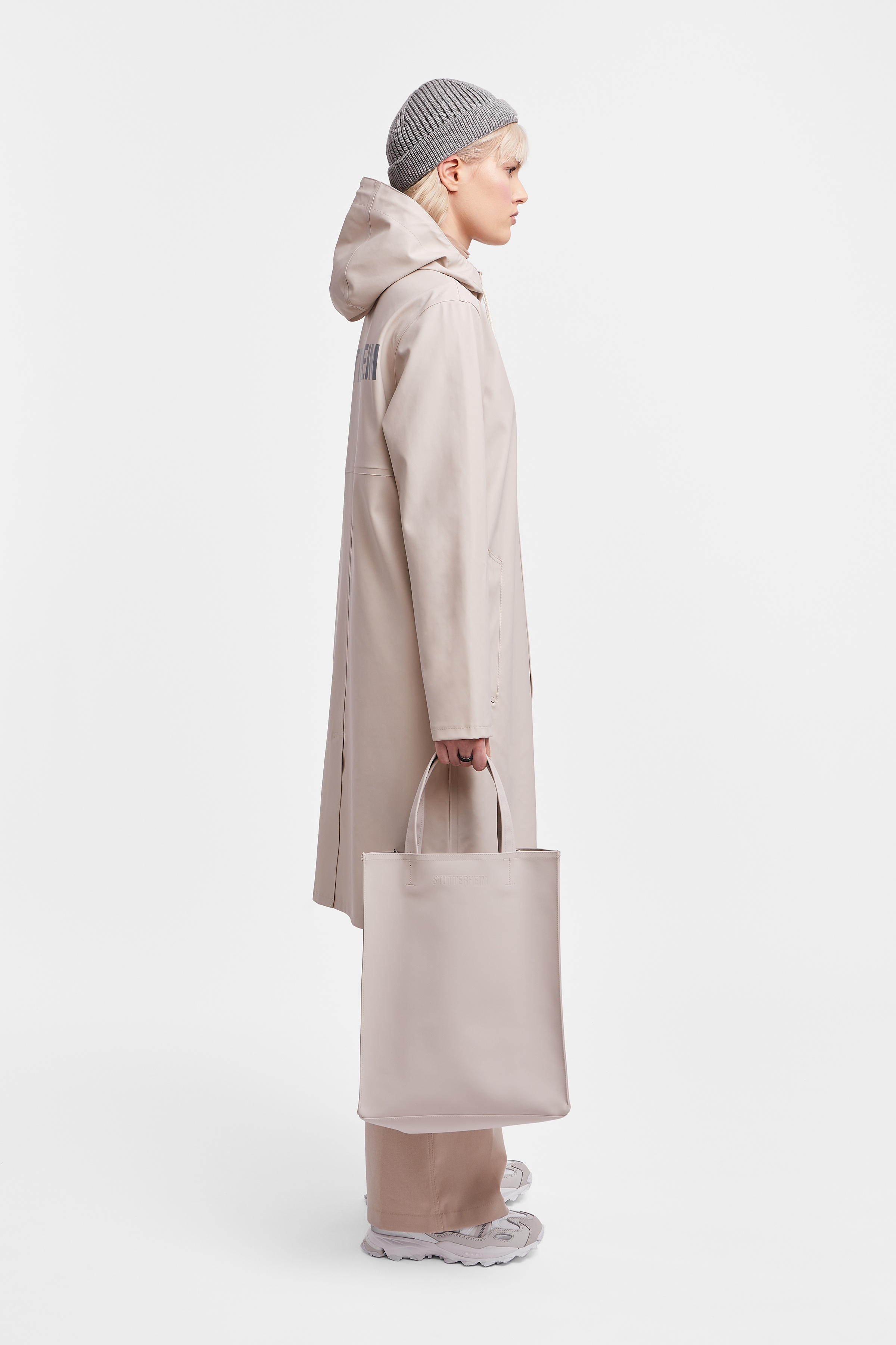 Stockholm Long Print Raincoat Light Sand - 3