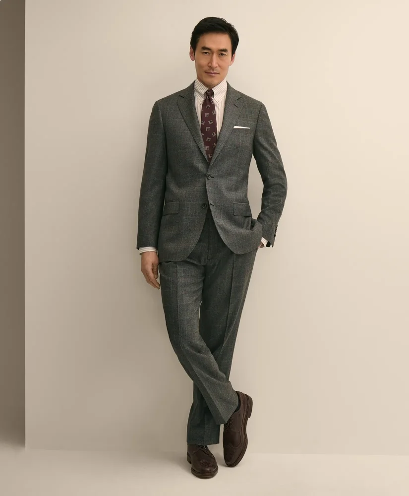 Traditional Fit Wool Glen Plaid 1818 Suit - 1