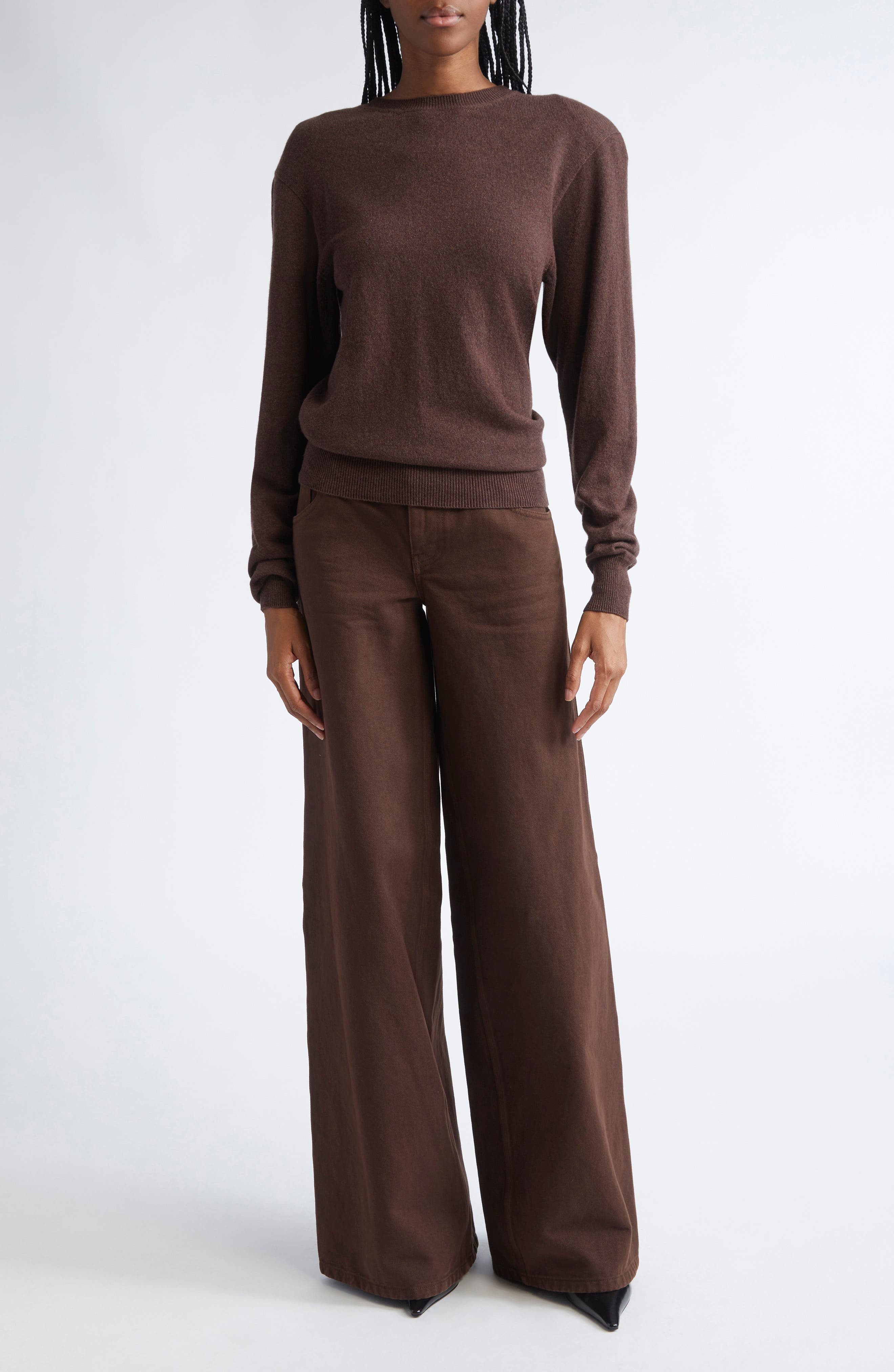 Stella McCartney Cashmere & Virgin Wool Sweater in Chocolate Brown at Nordstrom - 7