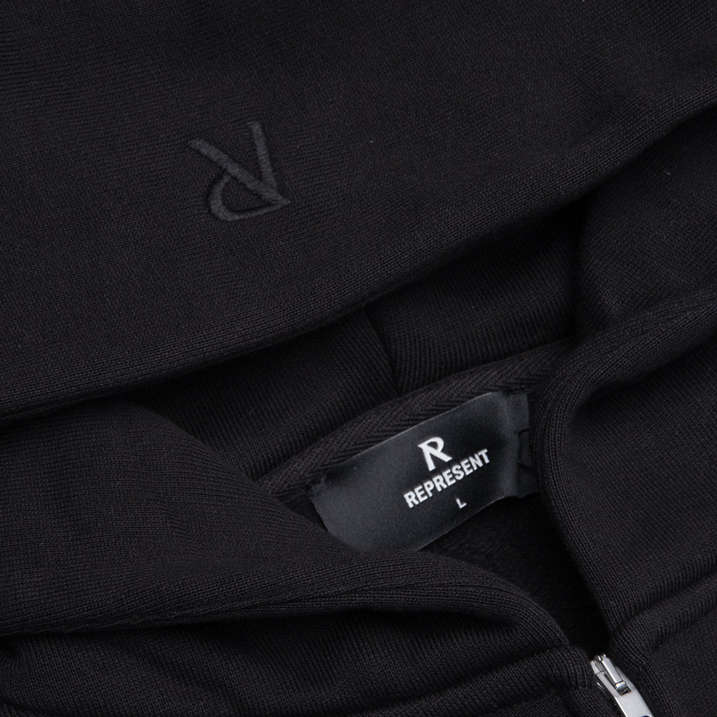 INITIAL BOXY OVERSIZED ZIP THROUGH HOODIE - BLACK - 3