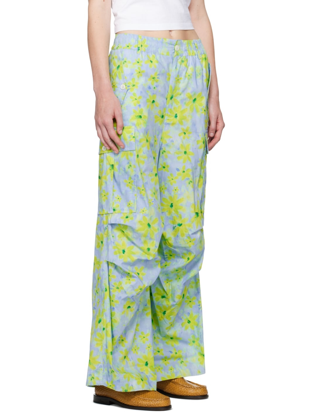 Blue Floral Cargo Pants - 2