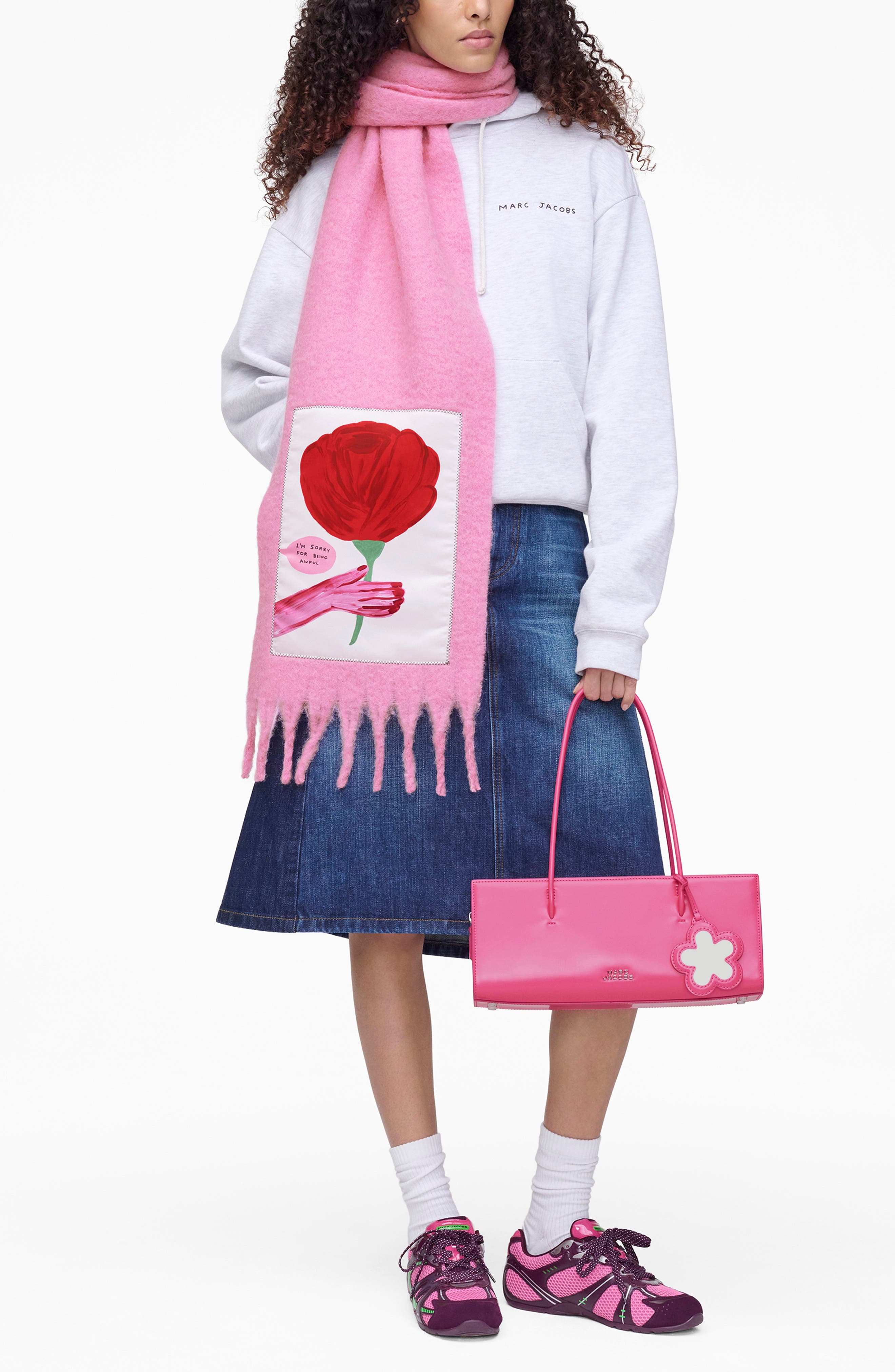 Marc Jacobs Oh Rose Appliqué Scarf in Pink Multi at Nordstrom - 1