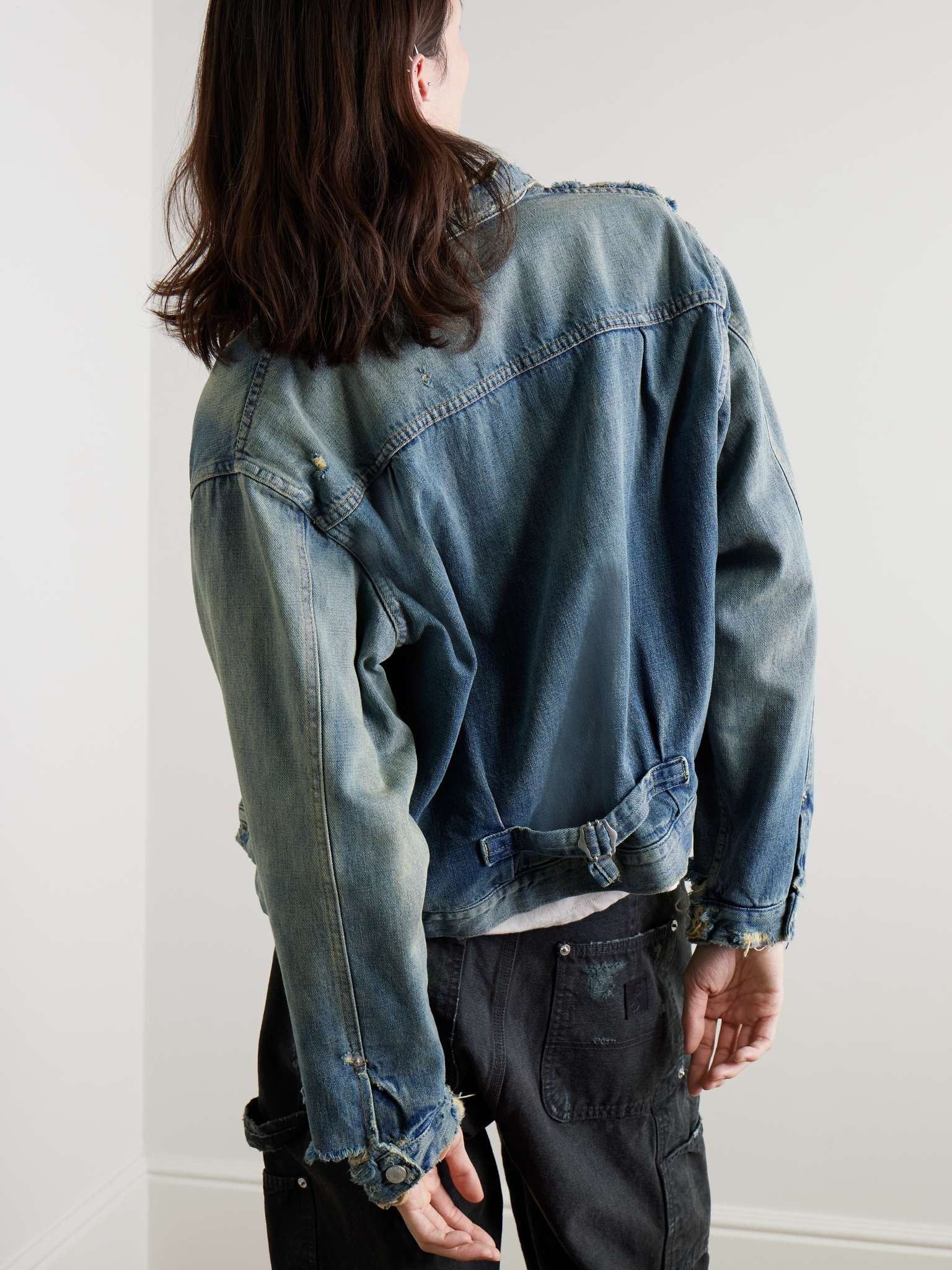 Distressed Panelled Denim Jacket - 5