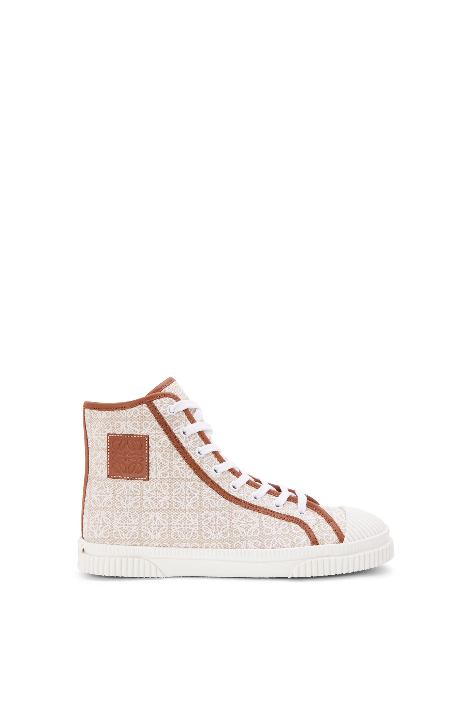 High top sneaker in Anagram jacquard and calfskin - 1