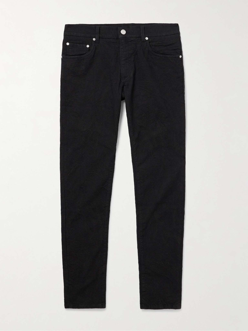 Slim-Fit Paisley-Jacquard Cotton-Blend Trousers - 1