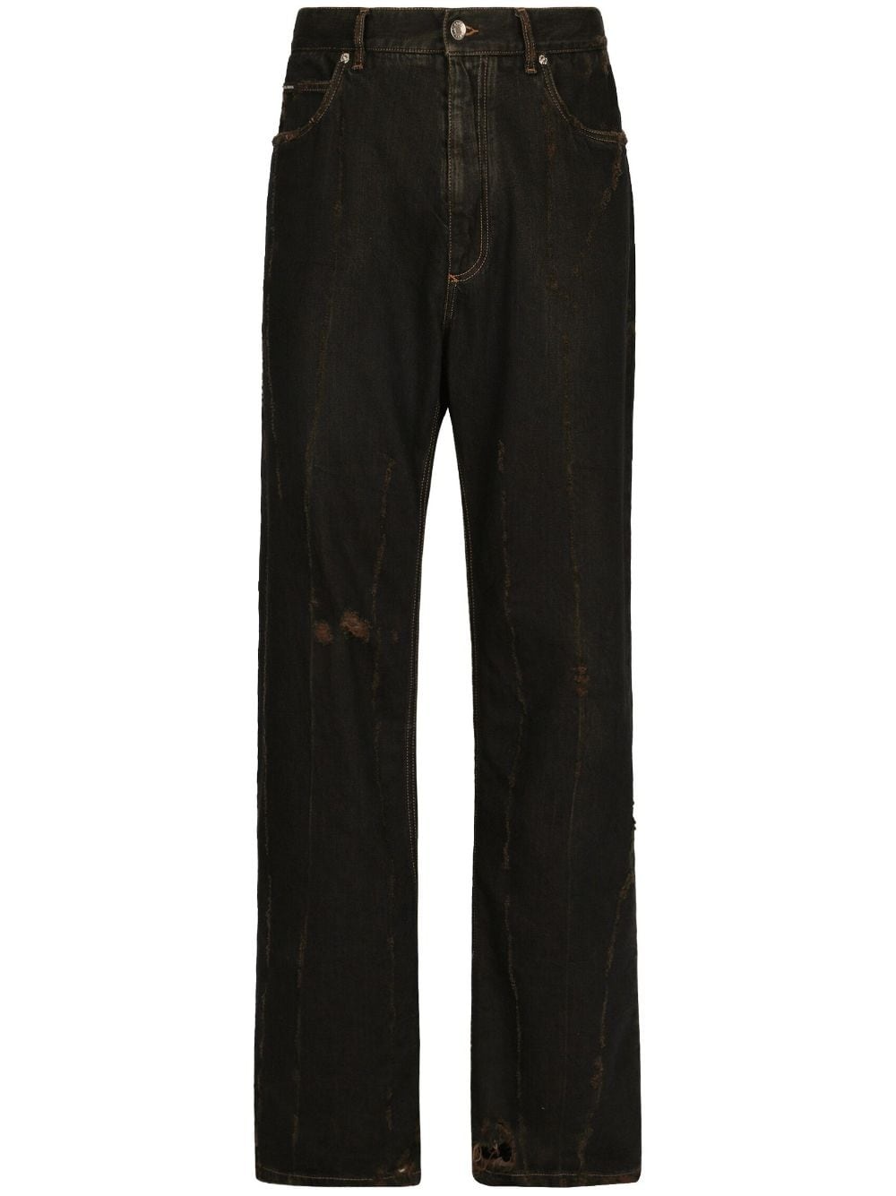 straight-leg cotton trousers - 1