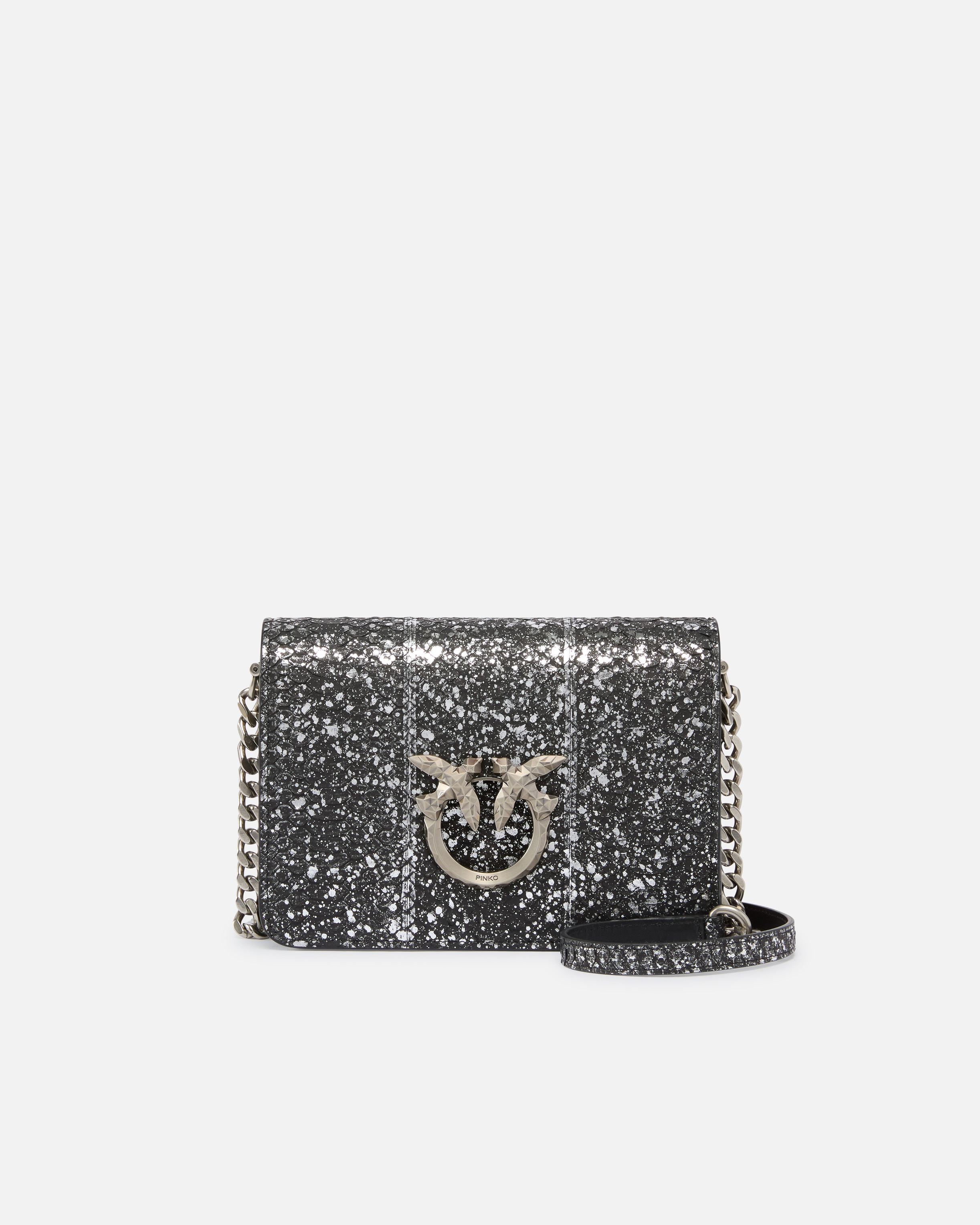 MINI LOVE BAG CROSSBODY BAG IN LAMINATED REPTILE PINKO GALLERIA. - 1