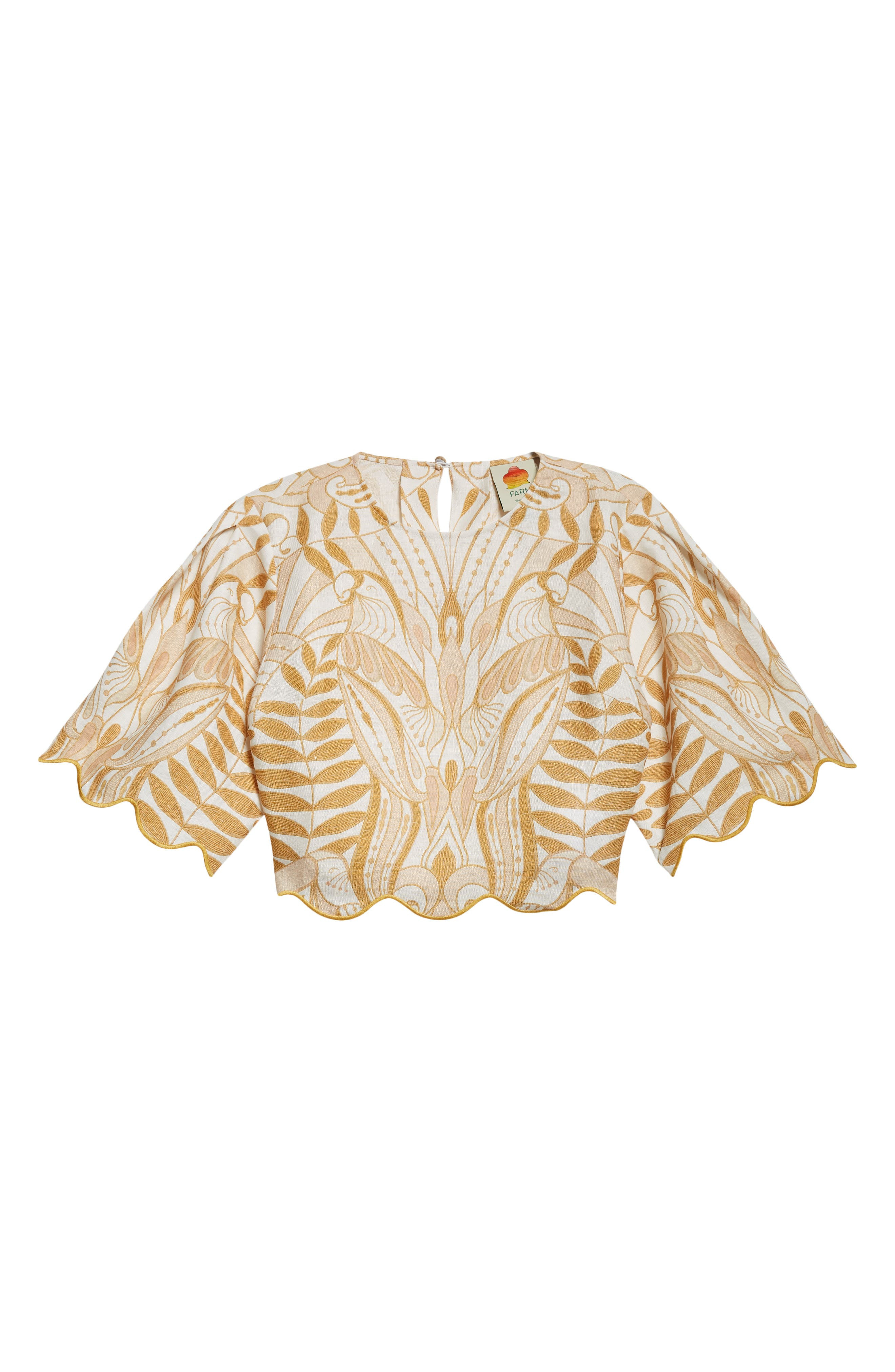 FARM Rio Lace Nature Linen Top in Off-White at Nordstrom - 5