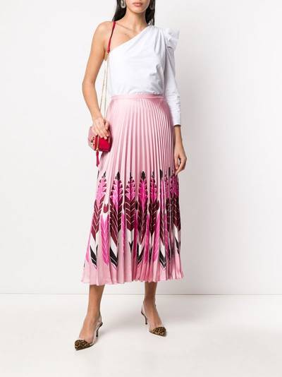 Valentino feather print pleated midi skirt outlook