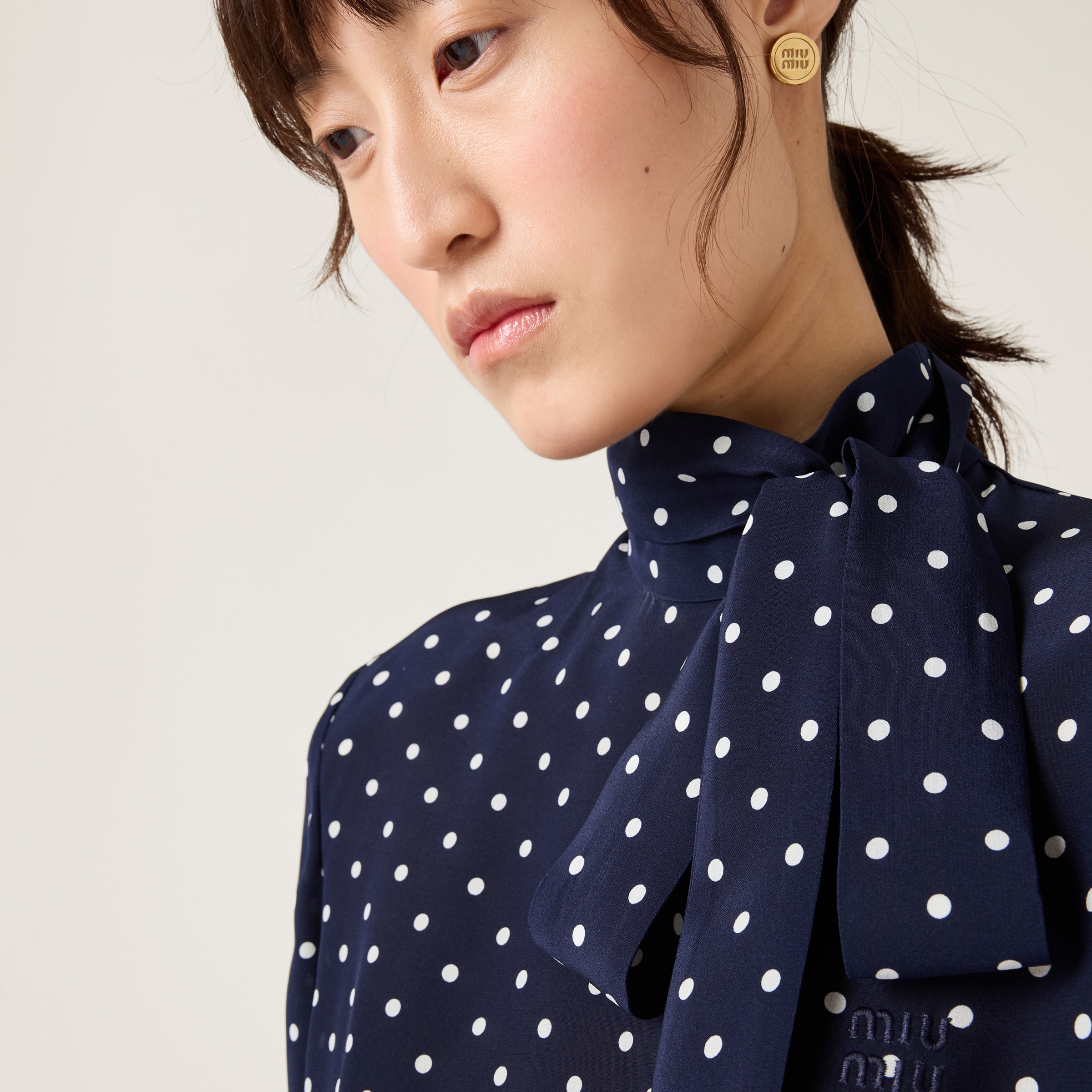 Printed crepe de chine dress - 4