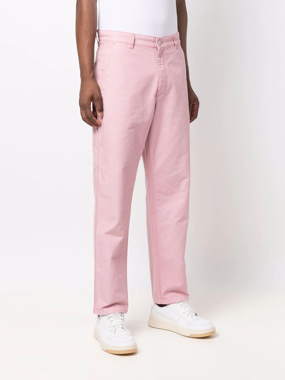 contrast-stitch worker trousers - 3