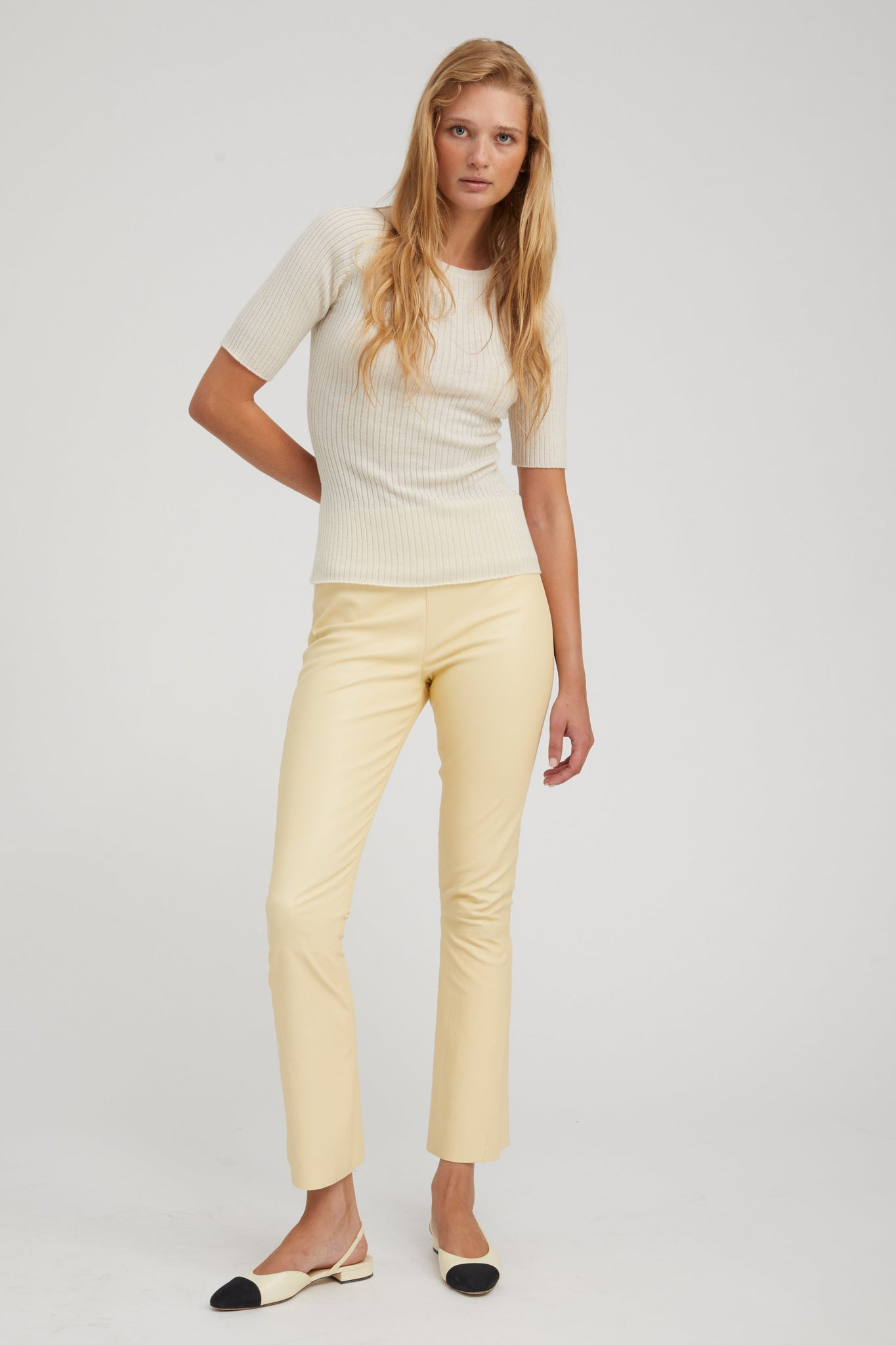 IVORY CASHMERE MID SLEEVE CREWNECK - 2
