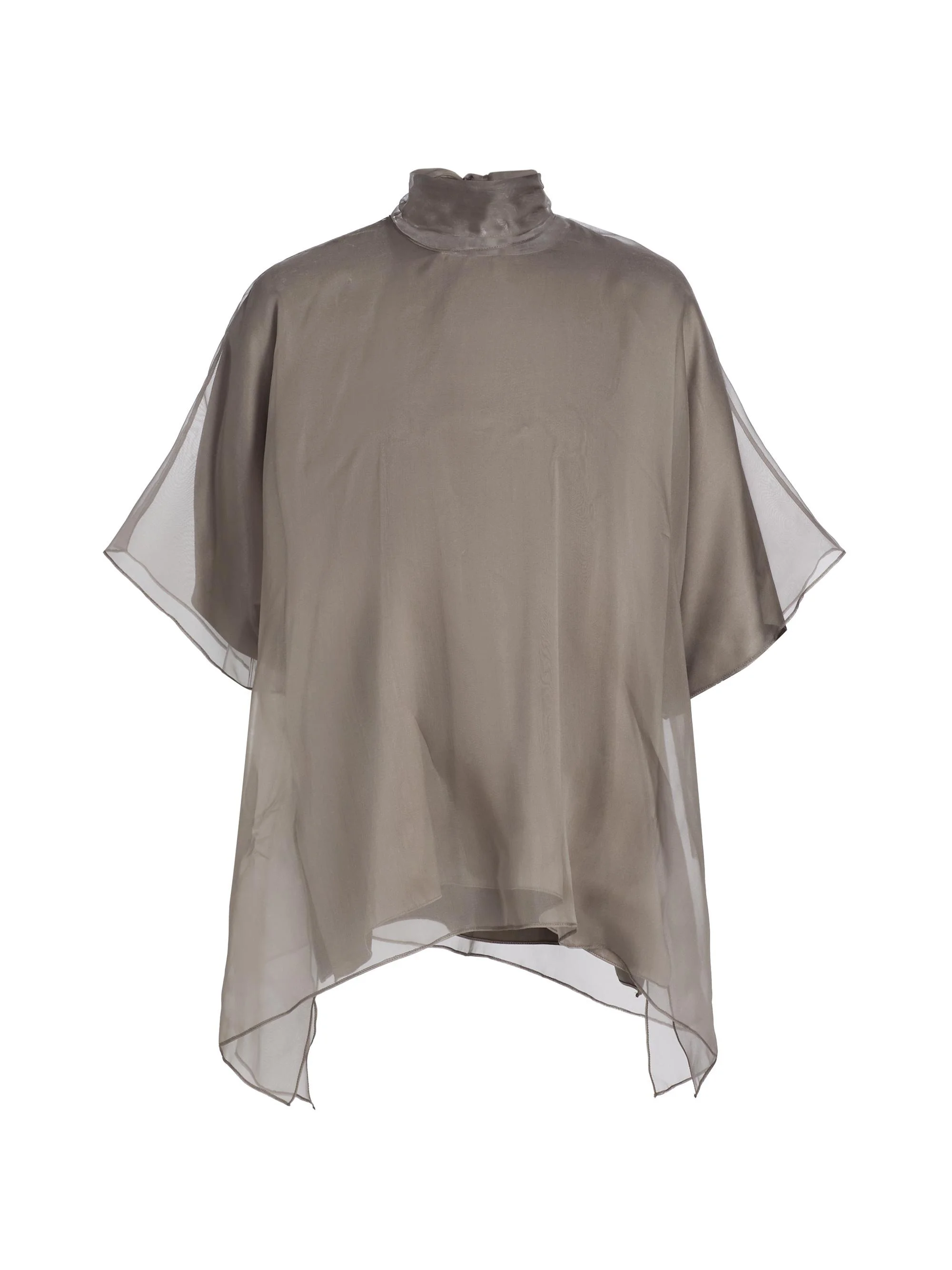 Women's The Cali Silk Organza Blouse - Smoke - 1