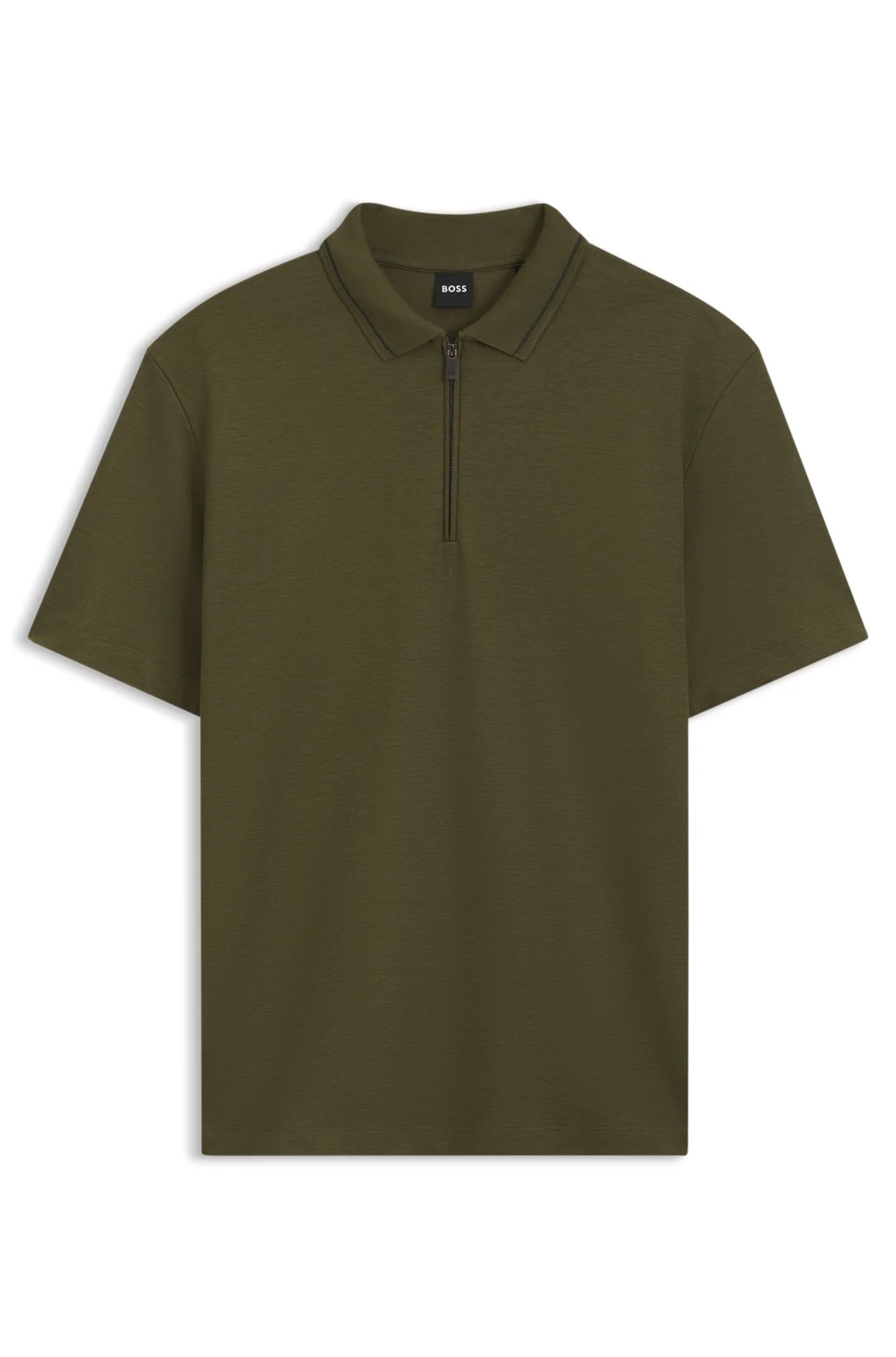 ZIPPER-PLACKET PIQUÉ POLO SHIRT - 1