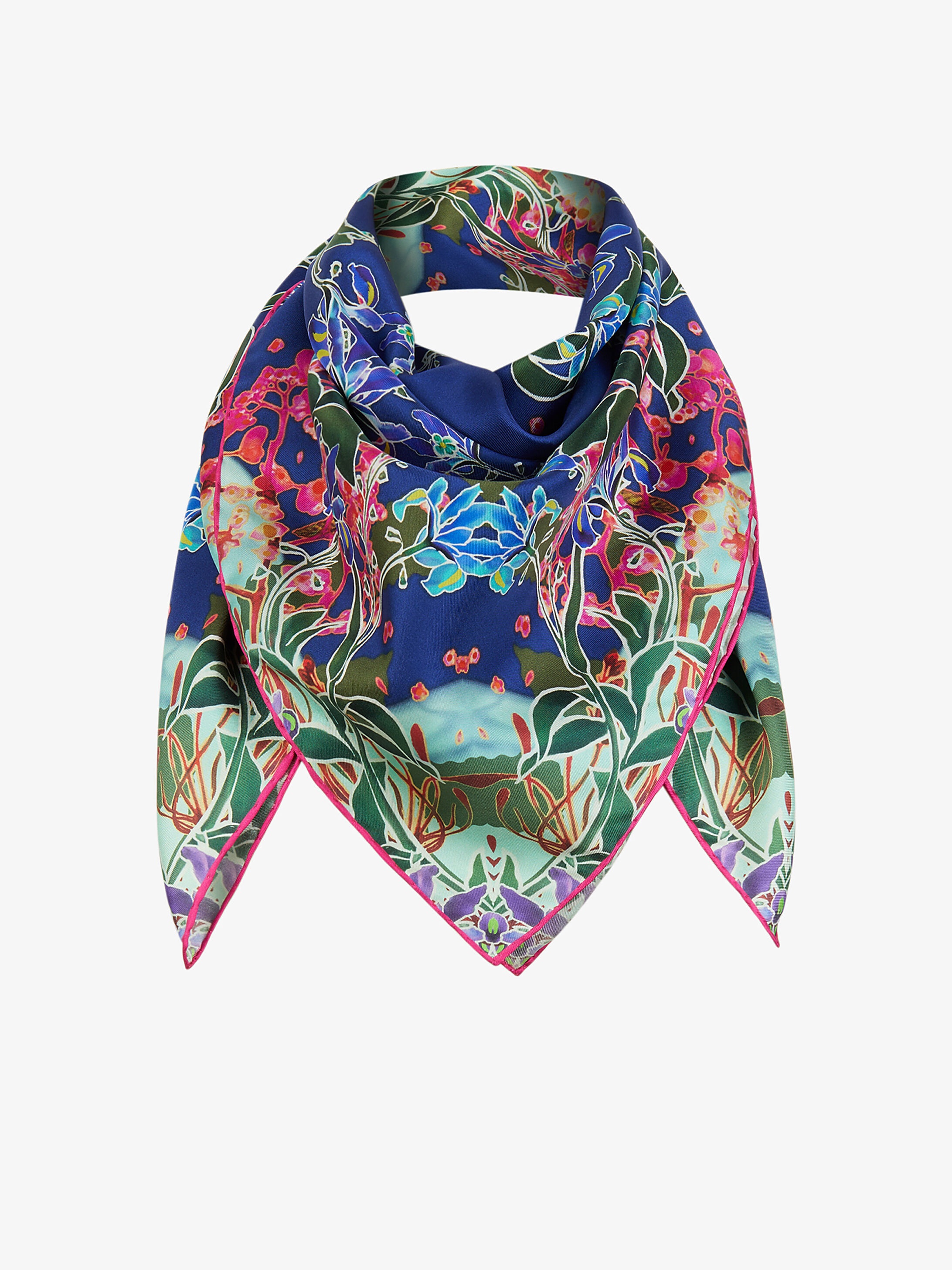 Floral printed scarf in silk - 6