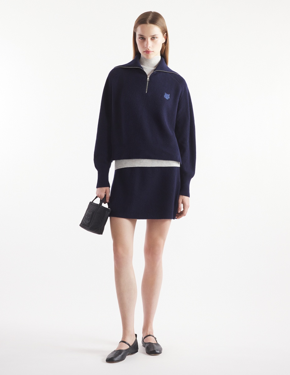 BOLD FOX HEAD PATCH HALF ZIP RIBBED JUMPER - 2