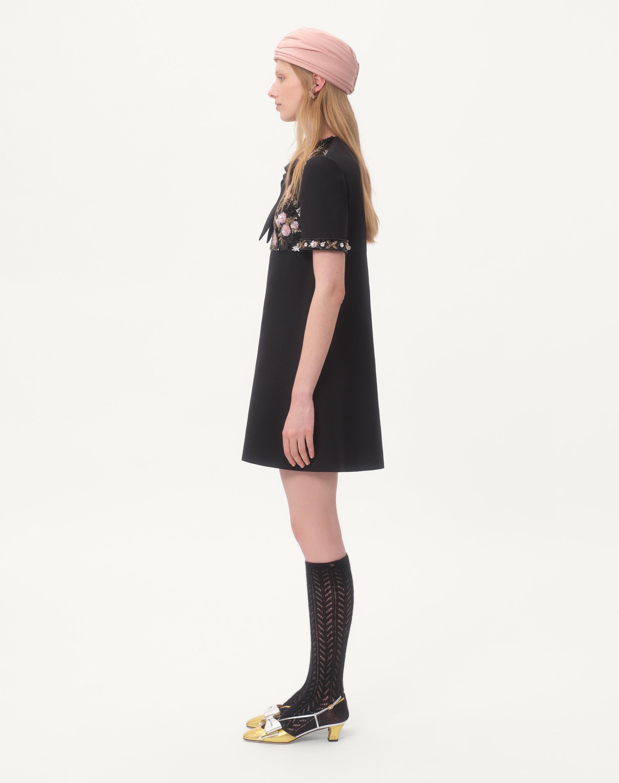 EMBROIDERED CREPE COUTURE SHORT DRESS - 5