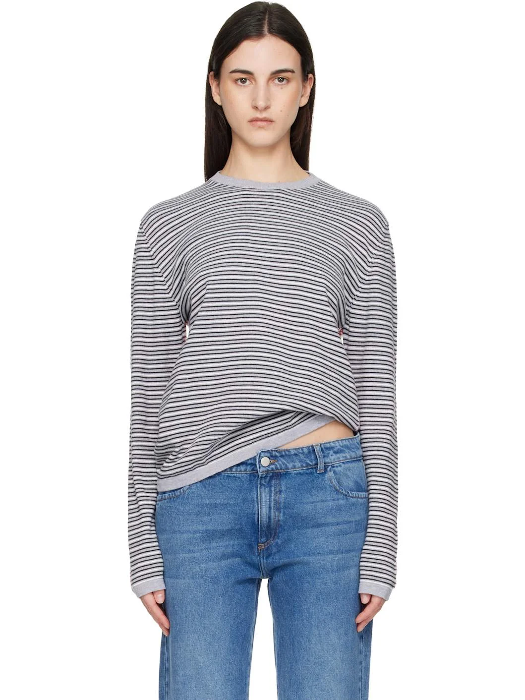 Gray & Red Pablo Stripes Sweater - 1
