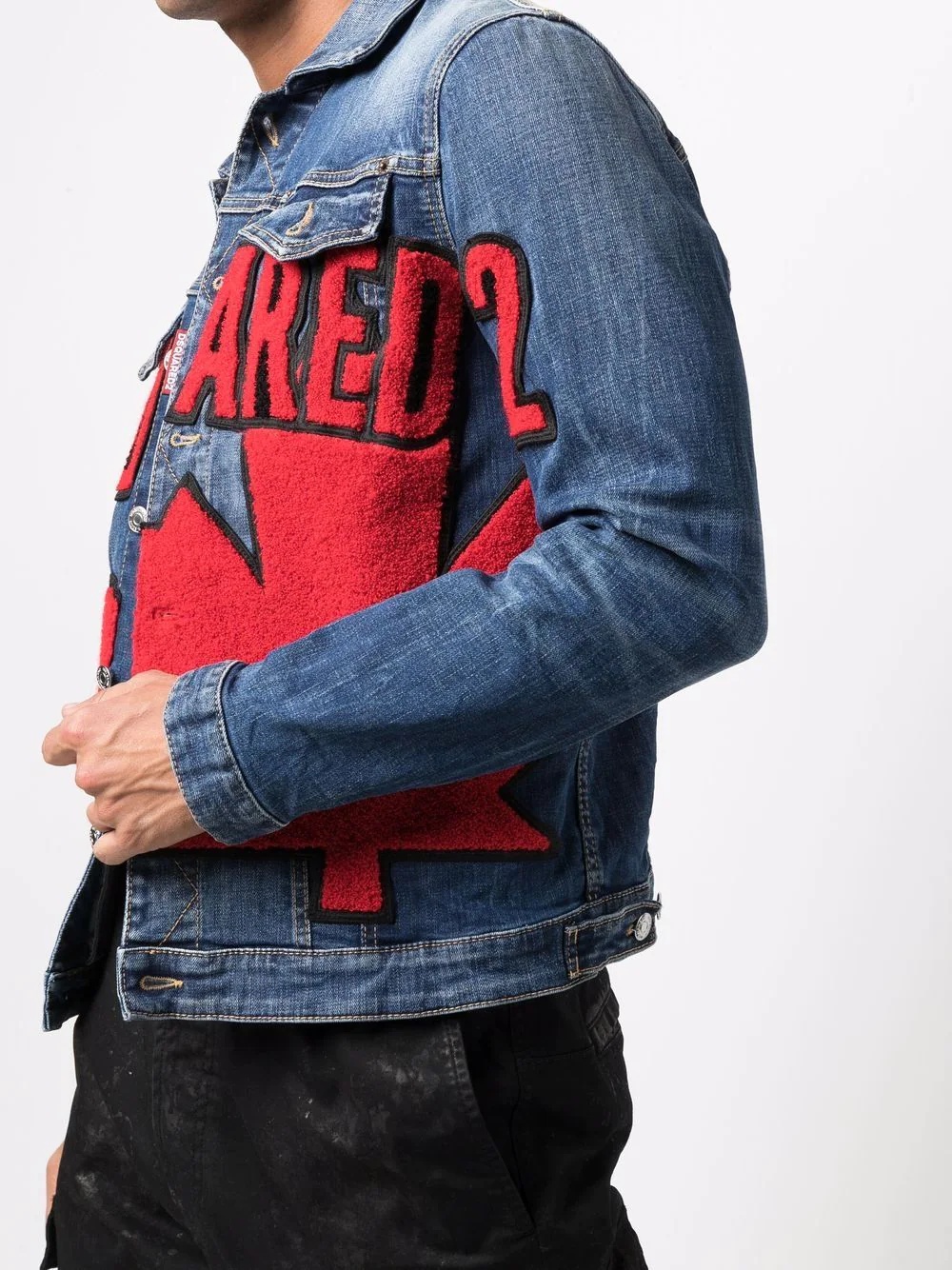 lettering logo denim jacket - 5