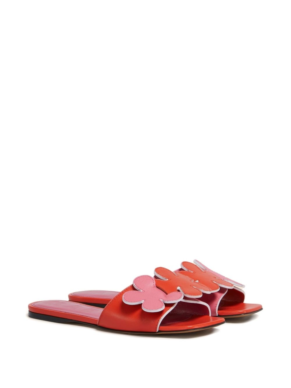 floral-applique slide sandals - 2