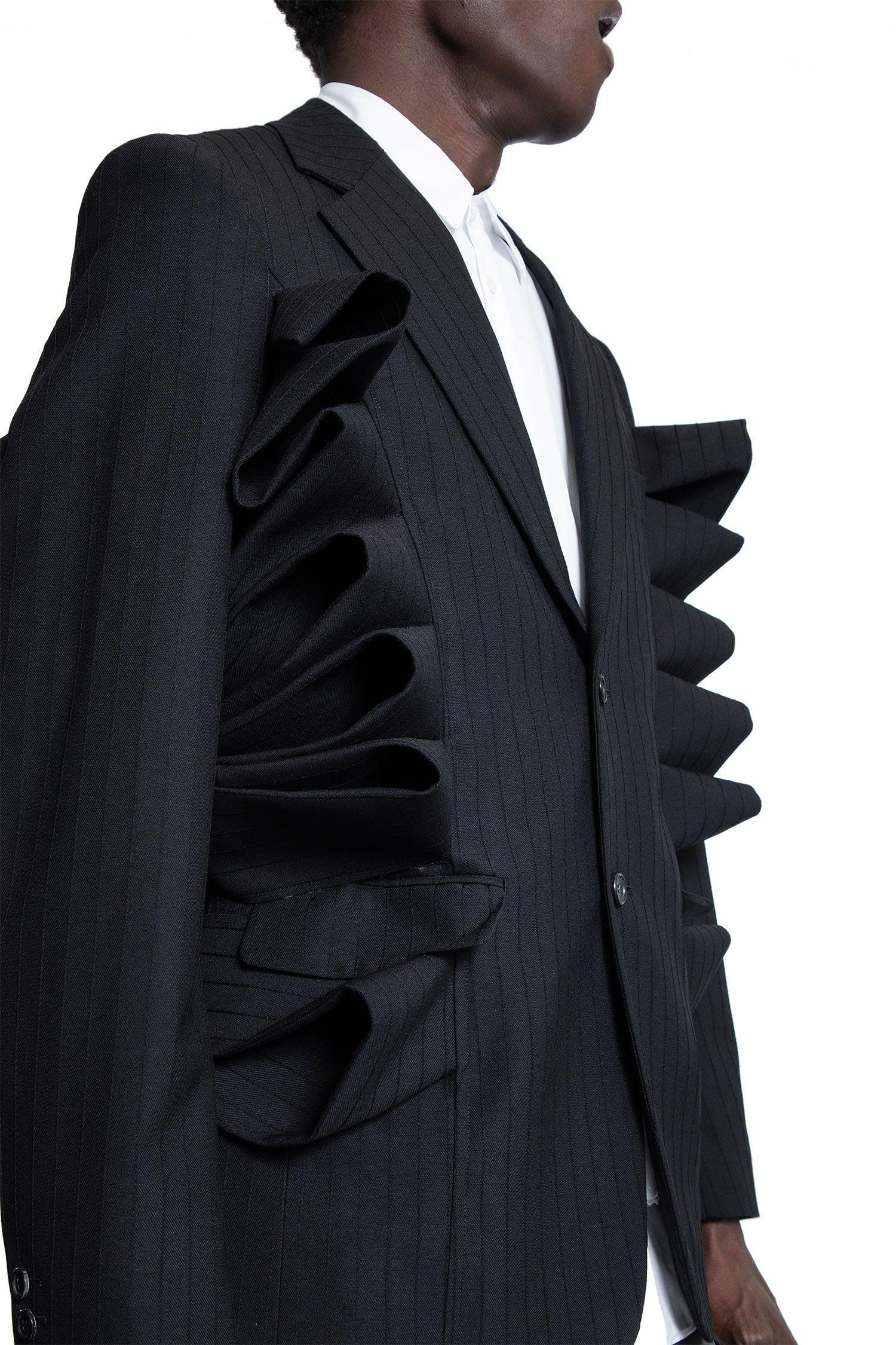 Ruffled-Pinstripe-Wool-Blazer - 4