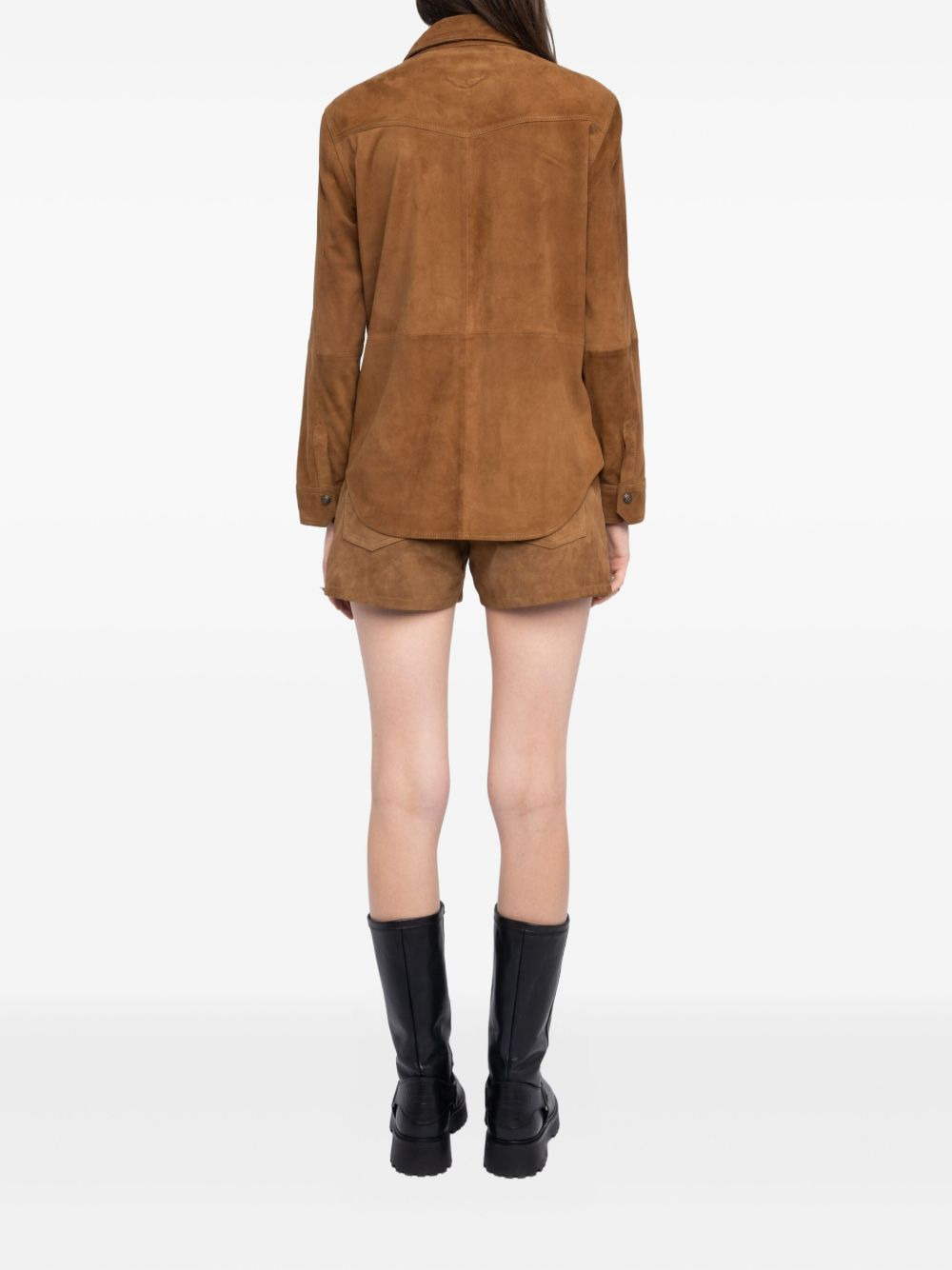 suede button-down shirt - 3