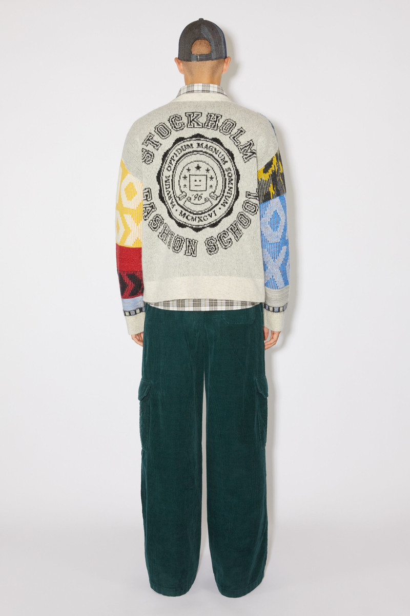 Patchwork crew neck jumper - Cornflower blue/multi 3