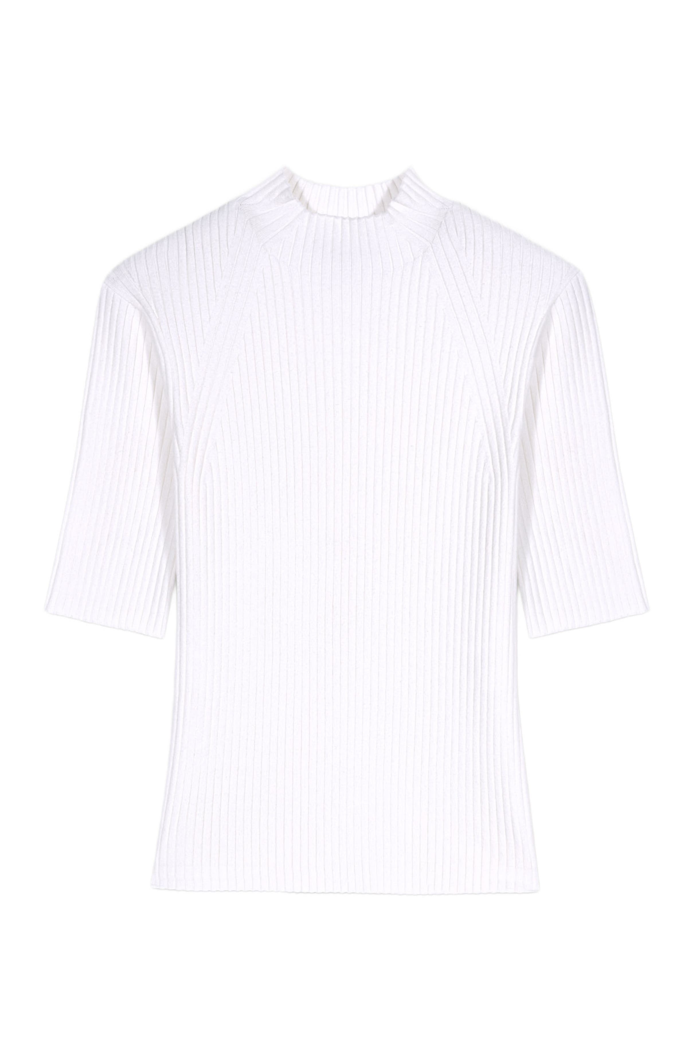 maje Cotton and silk ribbed top in Ecru at Nordstrom - 8
