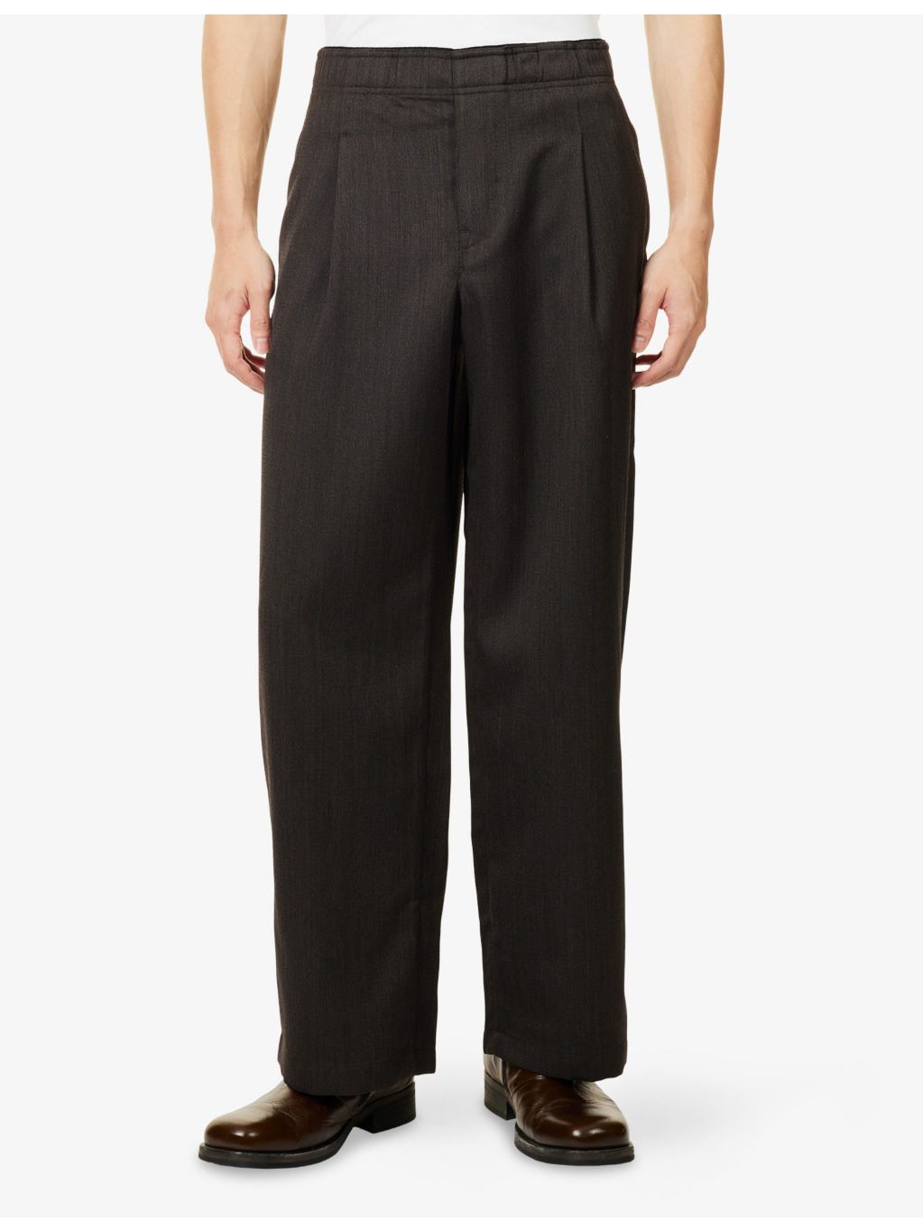 Leisure Pleat Wide-Leg Wool Trousers - 3