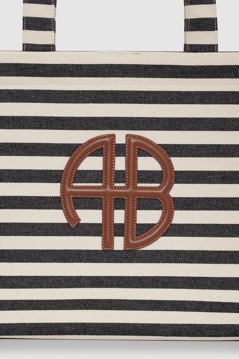 Lara Tote - Black And Natural Stripe 5