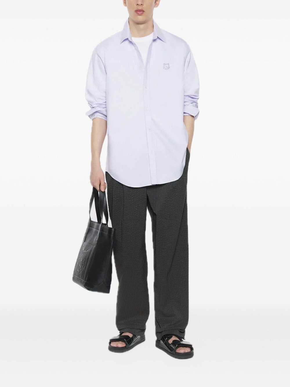 embroidered-logo cotton shirt - 3