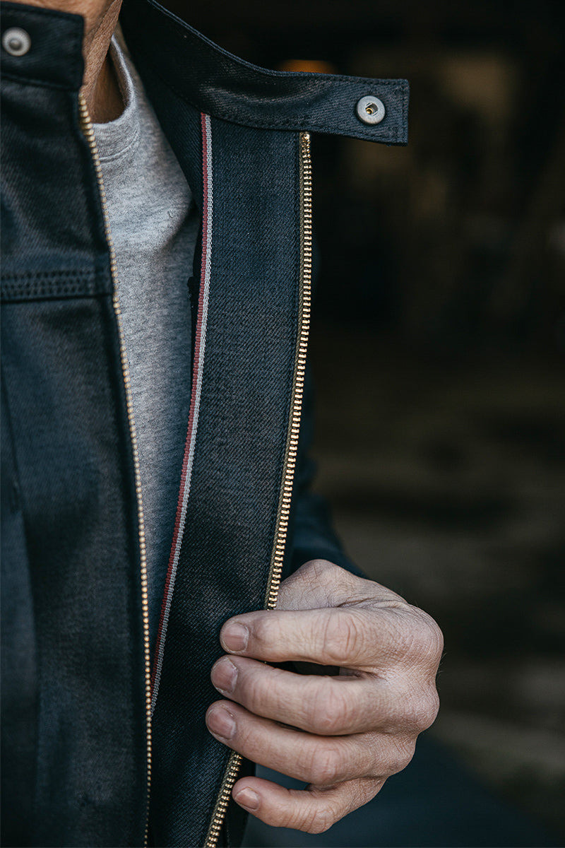 HIROSHI KATO The Cruiser Jacket - Coated Black Raw 14oz Selvedge outlook