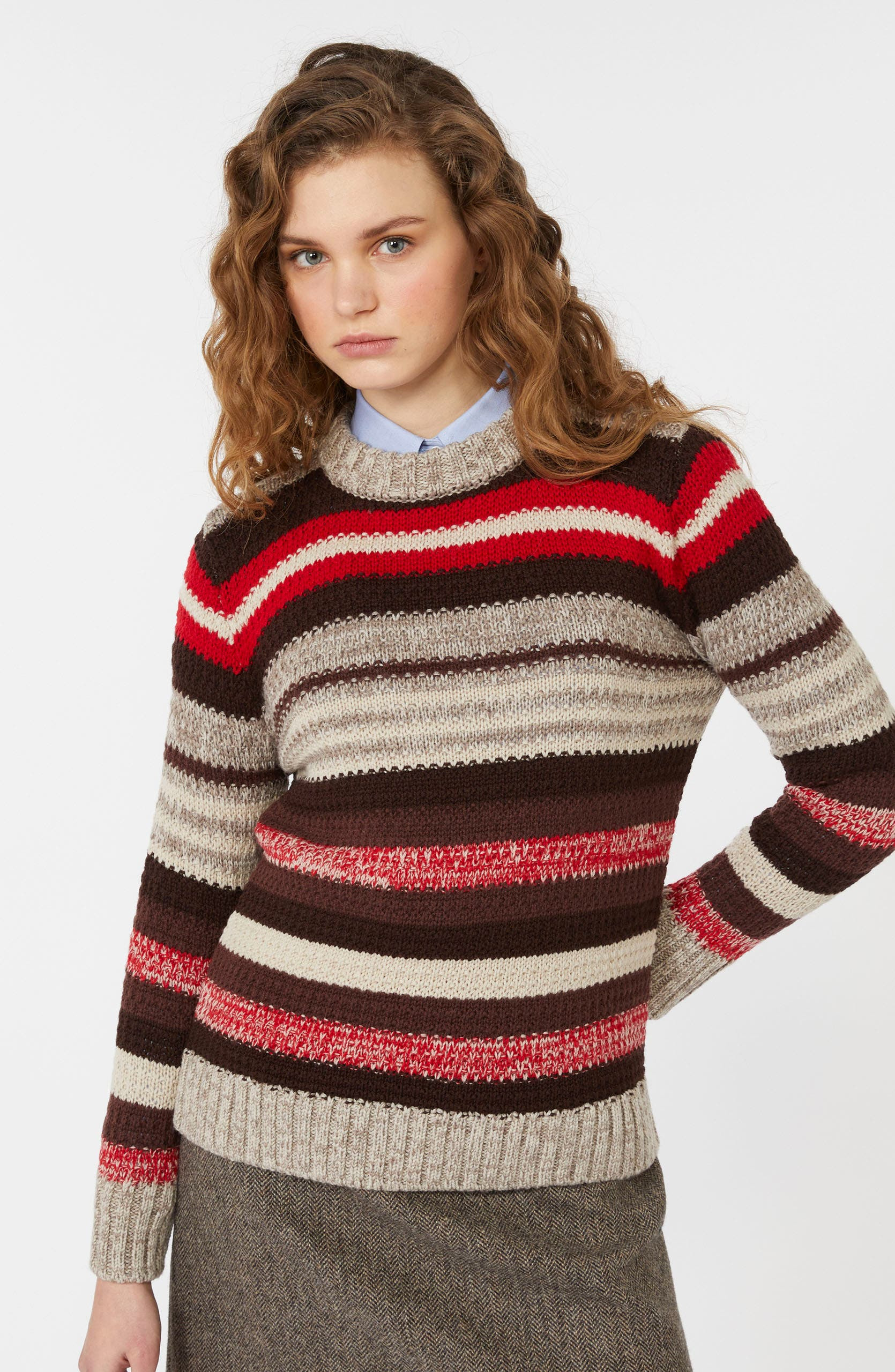 Weekend Max Mara Ilde Stripe Virgin Wool Crewneck Sweater in Red at Nordstrom - 3