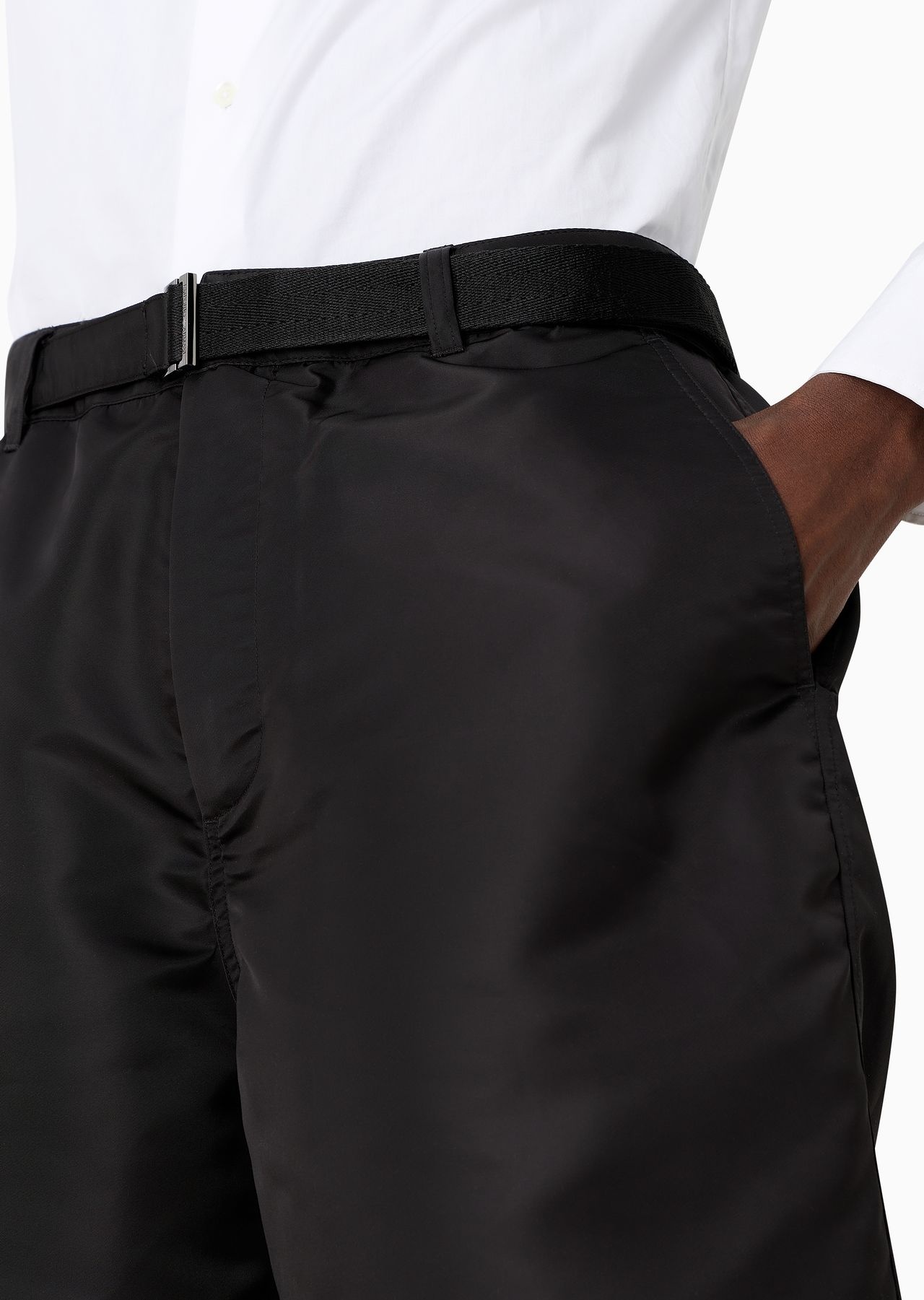 Belted Bermuda shorts in smooth, shiny nylon - 5