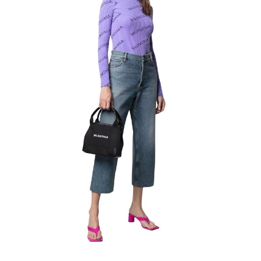 Balenciaga Navy Cabas XS Bag In Black - 5