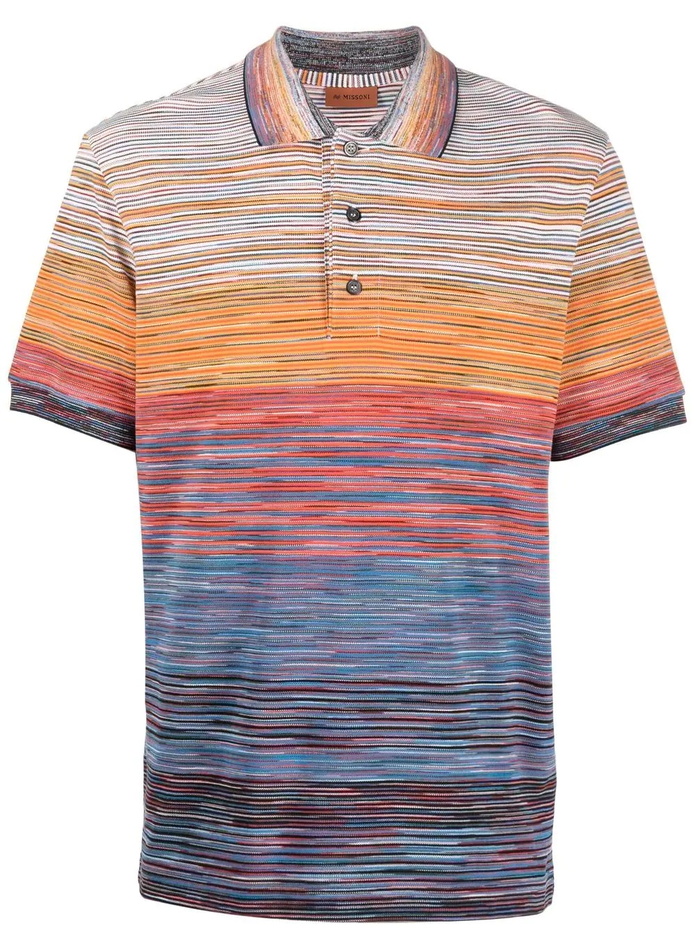 stripe knit short-sleeve polo shirt - 1