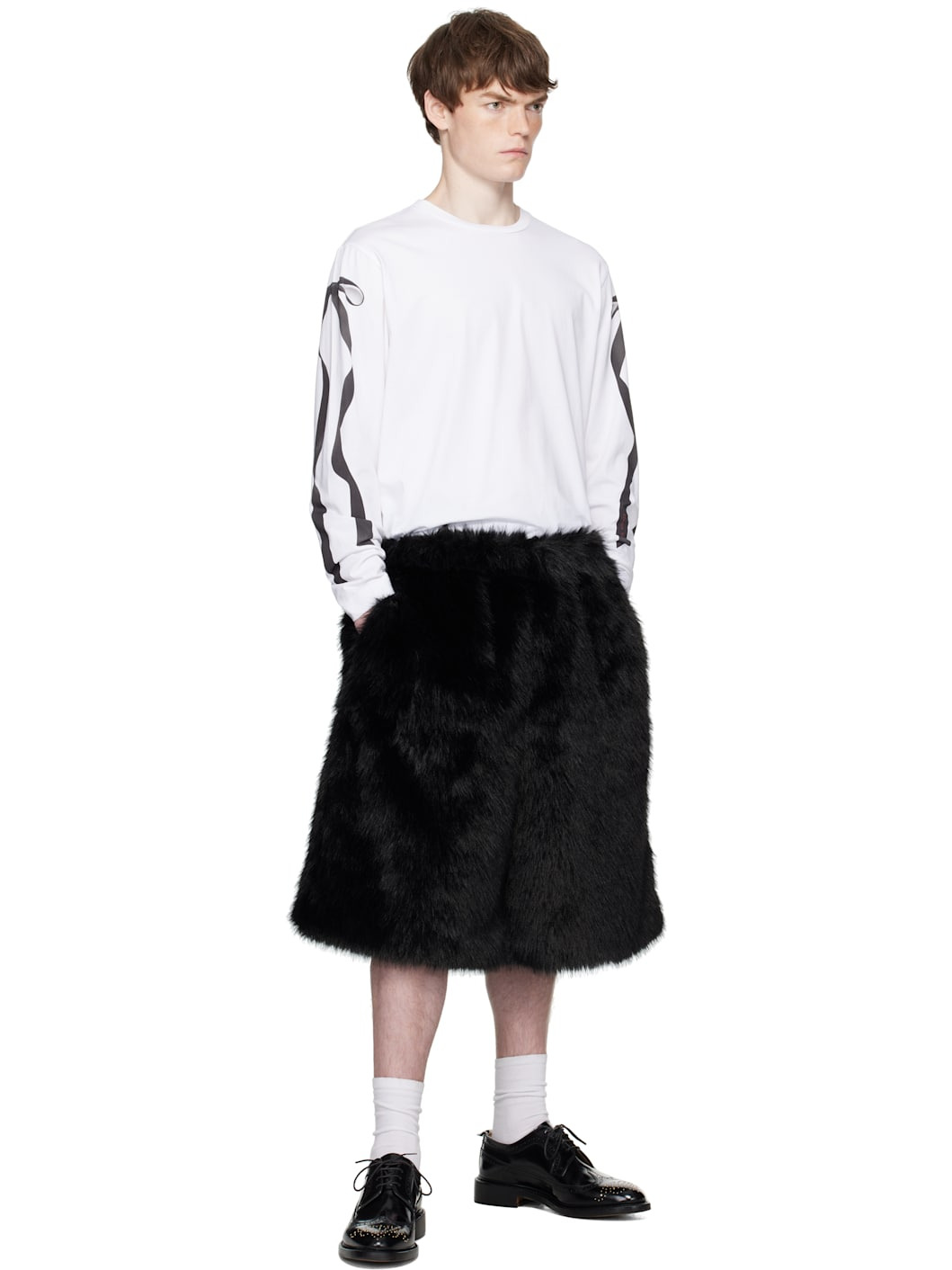 White Ribbon Bow Tail Long Sleeve T-shirt - 5