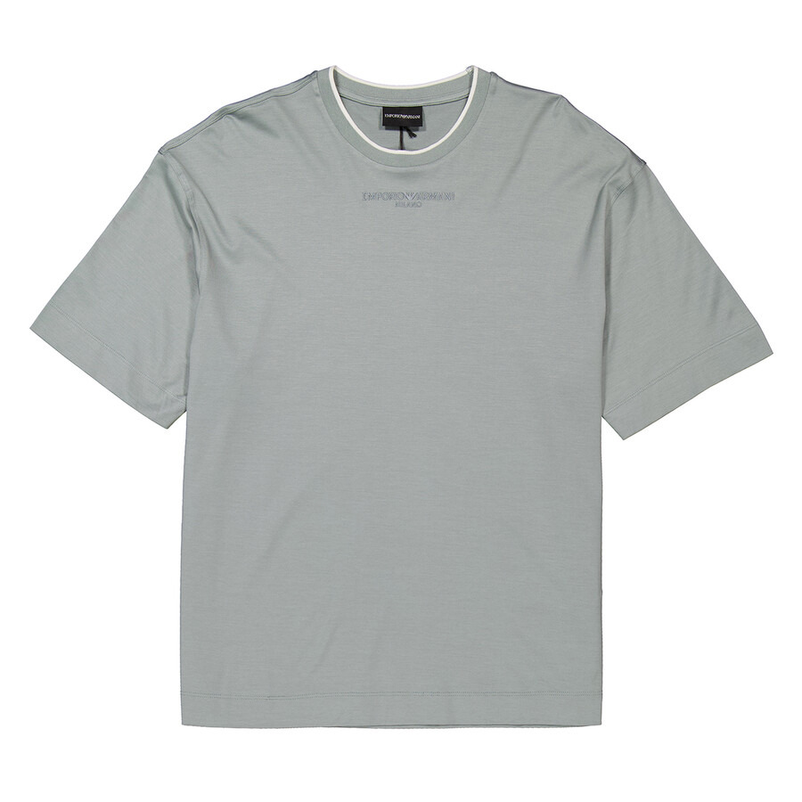 Emporio Armani Silver Logo Embroidered T-Shirt - 5