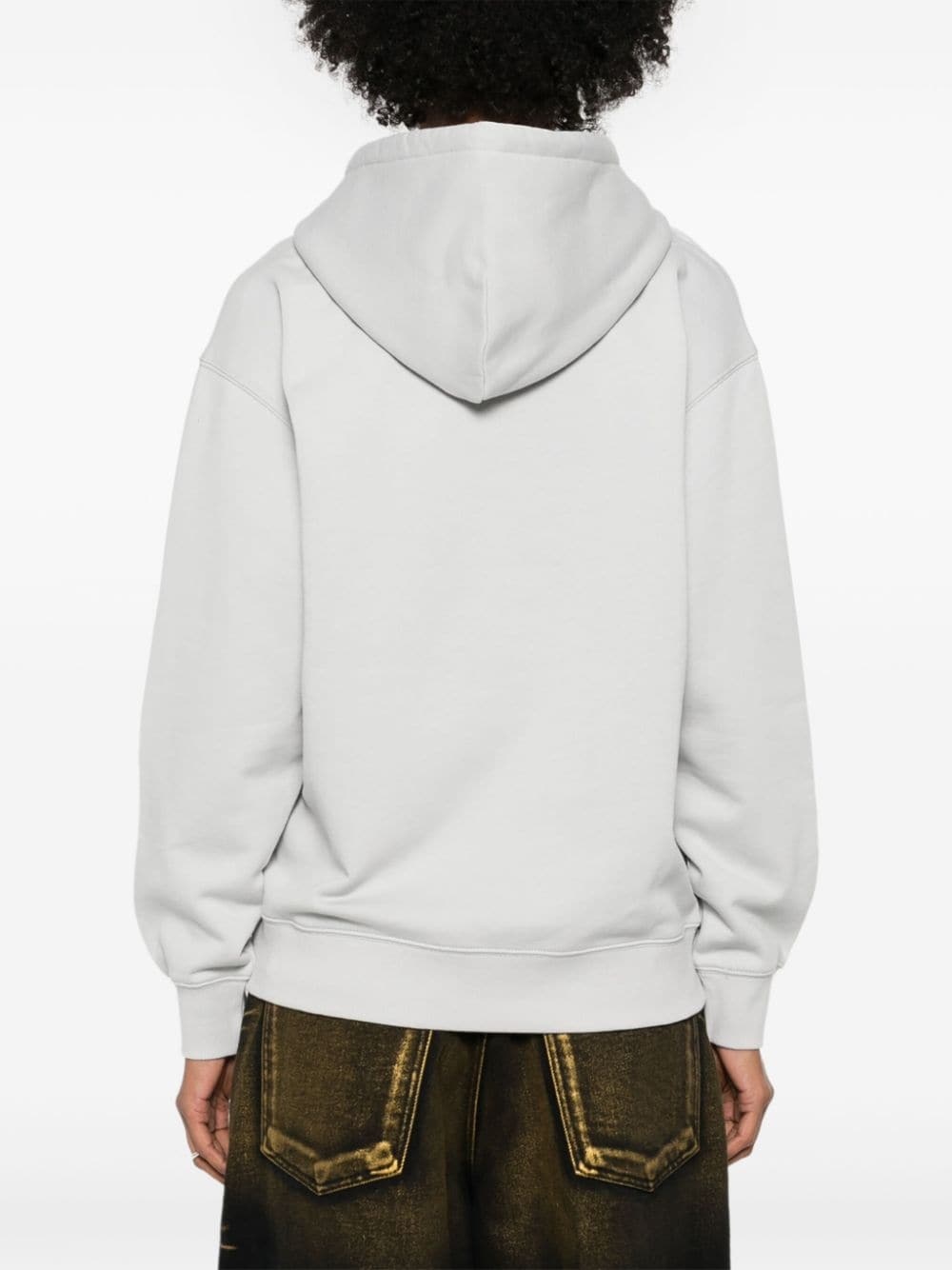 W' Hooded logo-embroidered hoodie - 4