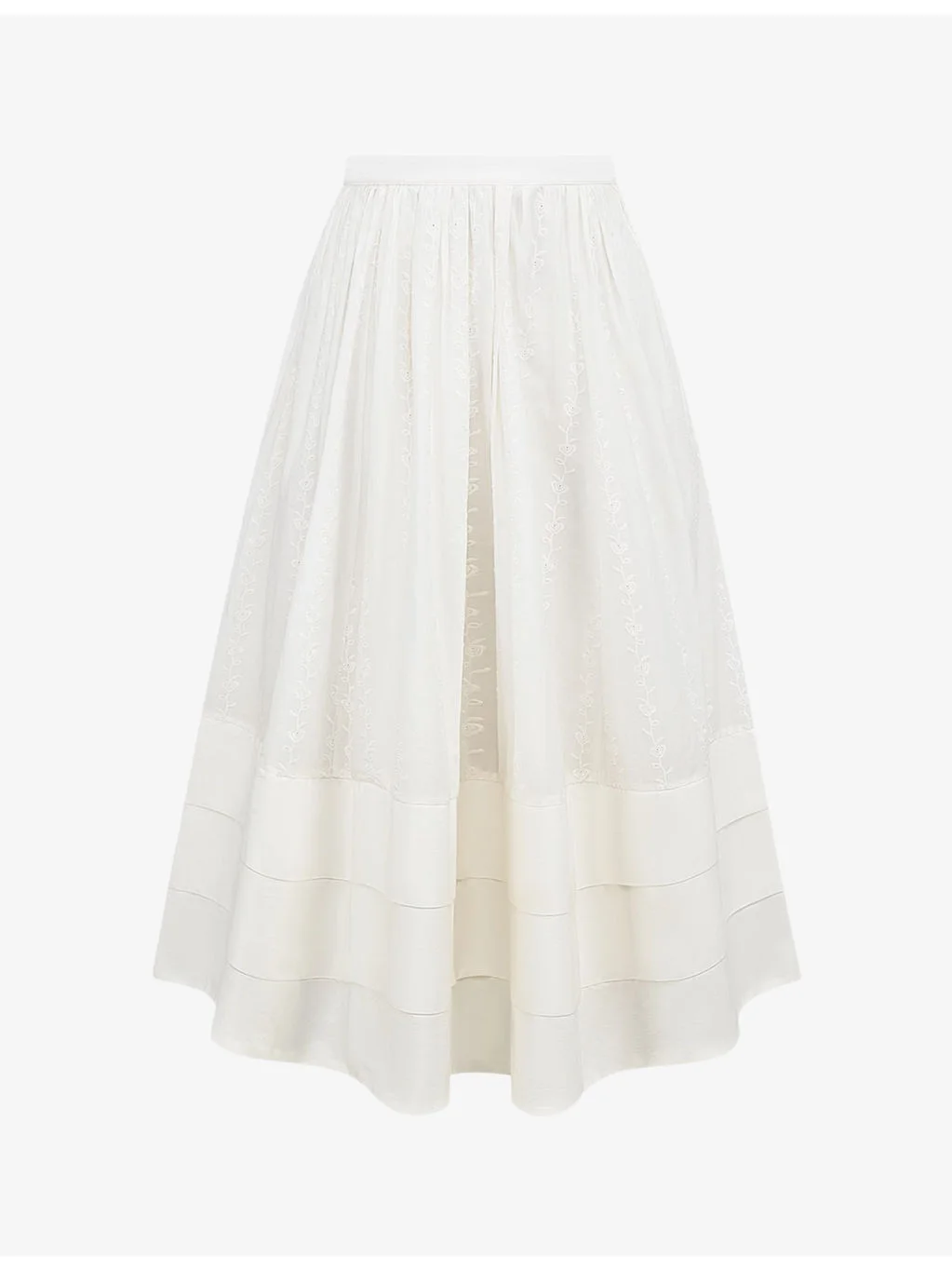 Augustine embroidered cotton midi skirt - 1