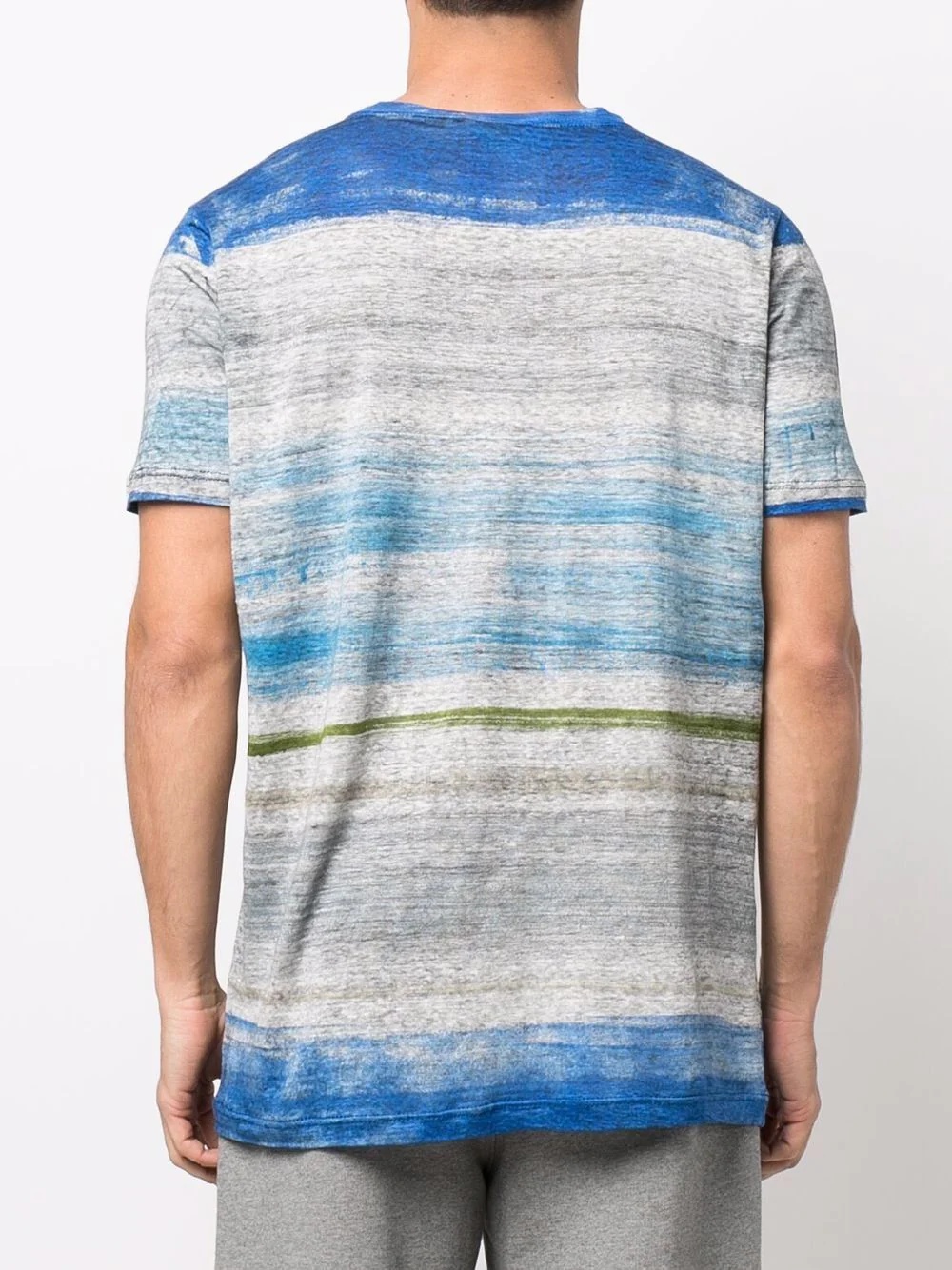 striped print linen T-shirt - 4