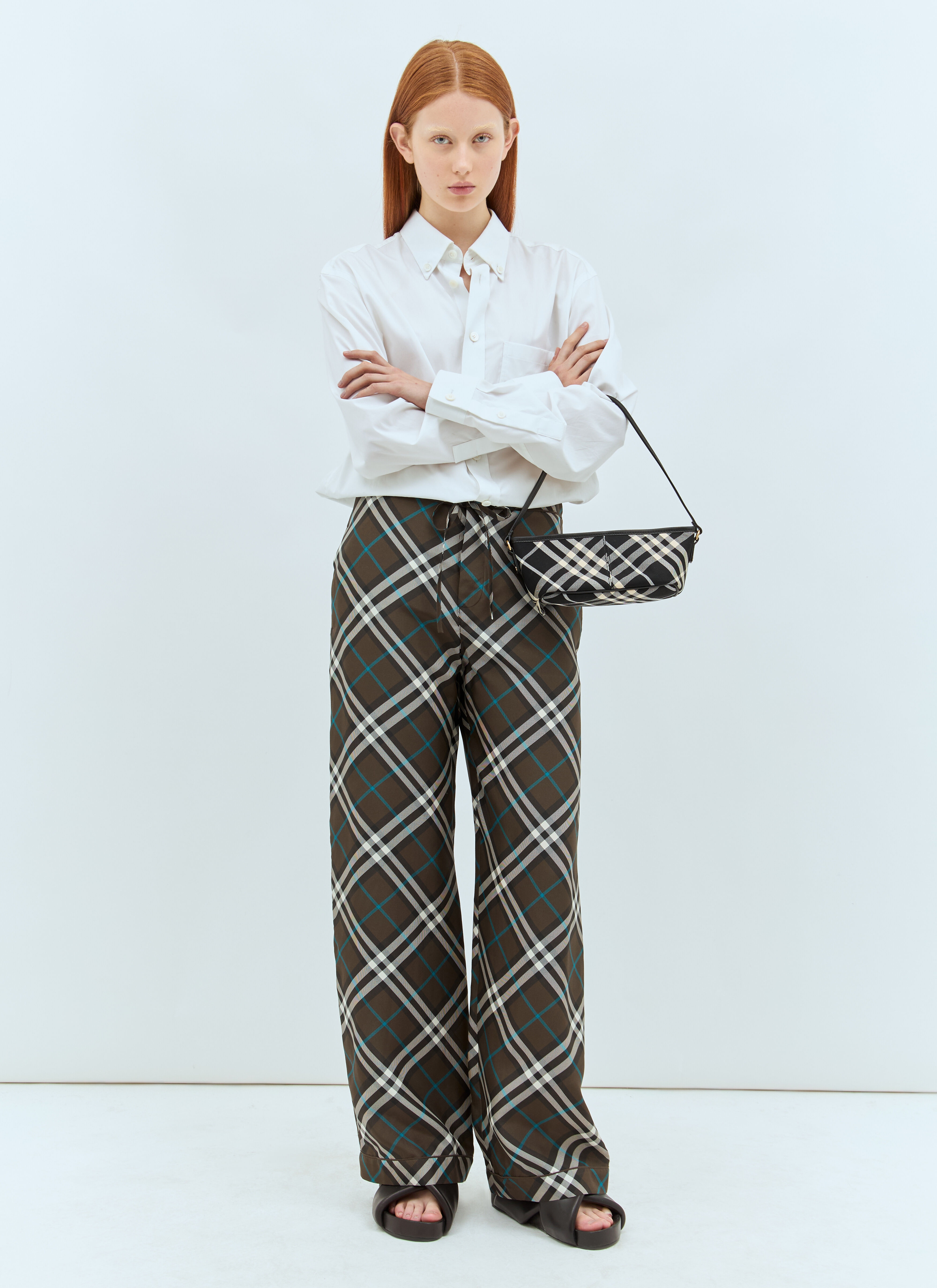Check Silk Pants - 3