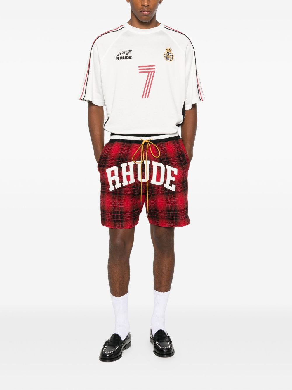 collegiate-logo plaid shorts - 2