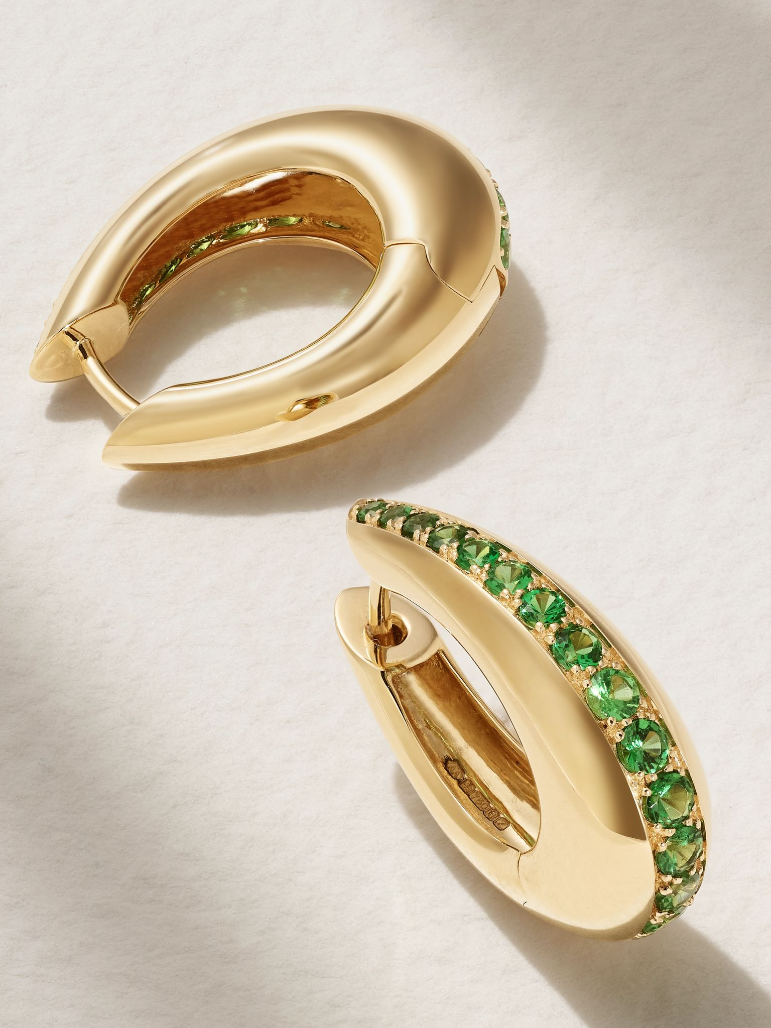 Chakra Icon 18-karat gold tsavorite hoop earrings Green - 3