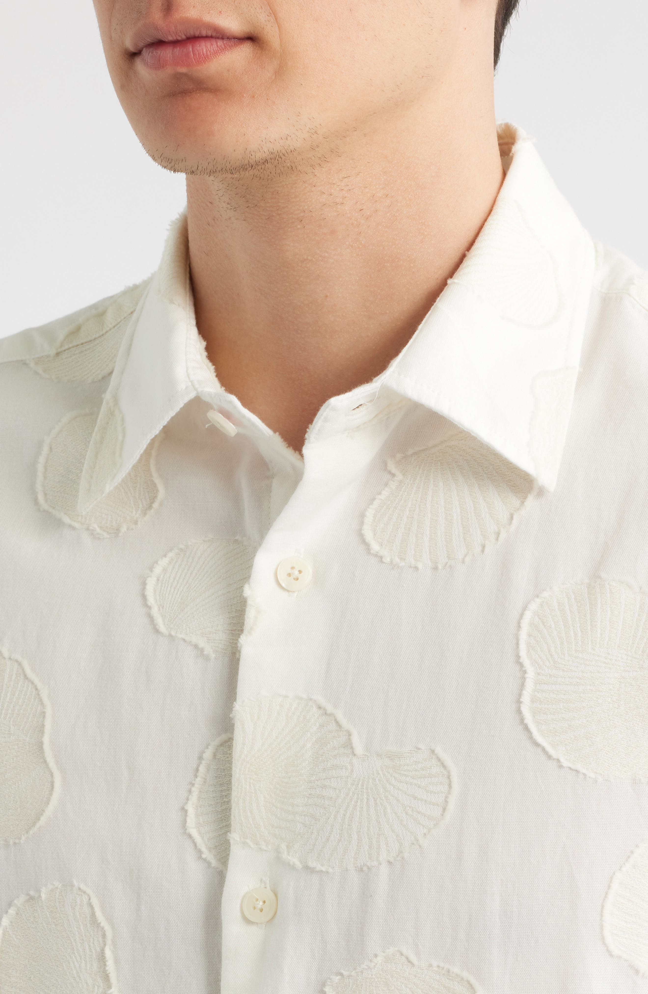 NN07 Freddy 5715 Short Sleeve Button-Up Shirt in Ivory at Nordstrom - 2