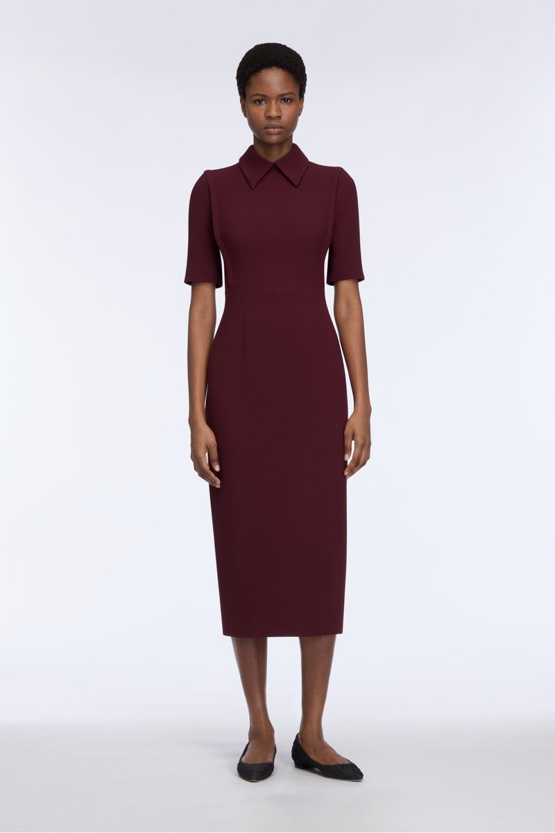 EMILIA WICKSTEAD Valletta Dress in Plum Single Wool Crepe outlook